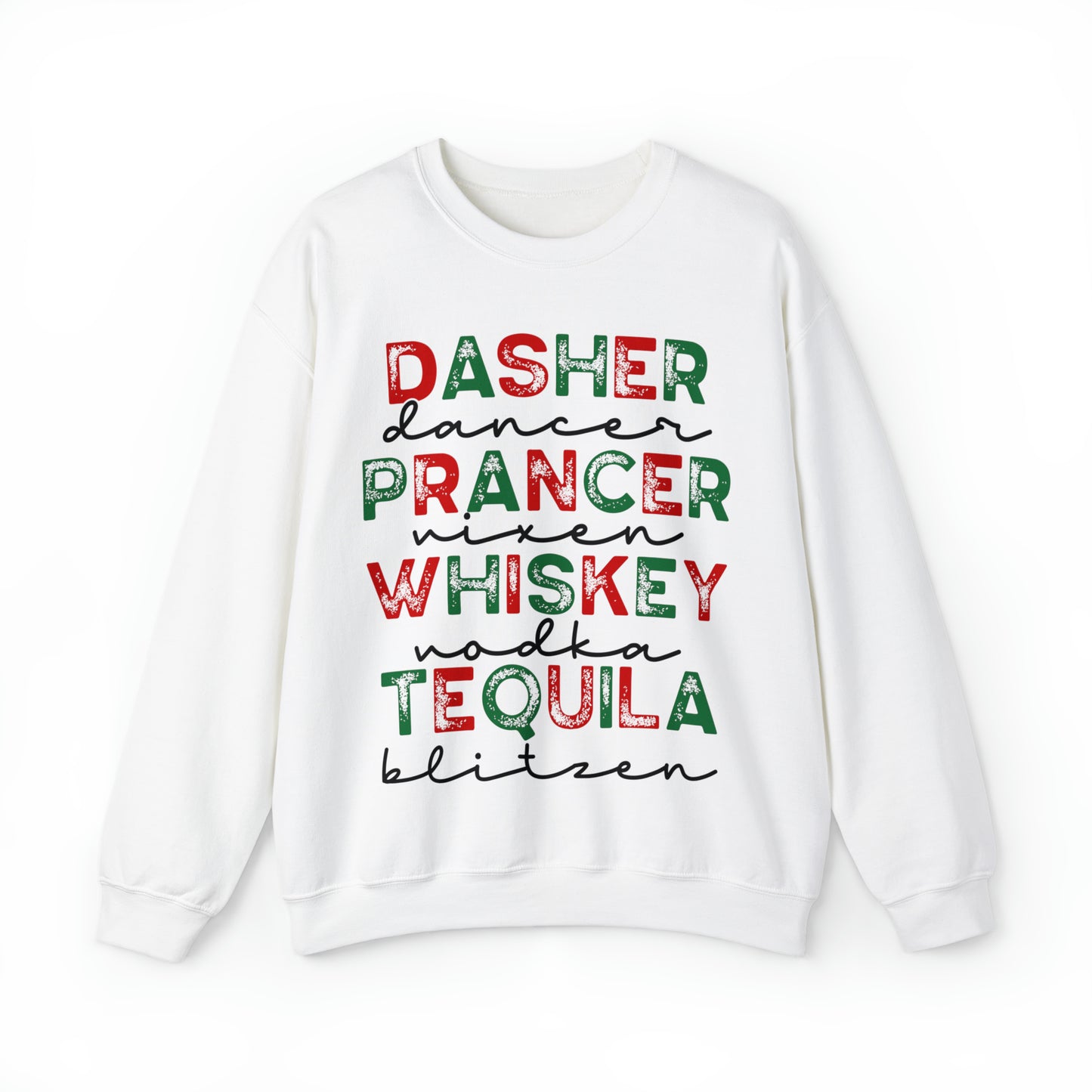 Santa's Reindeer and Drinks Christmas Crewneck Adult Unisex Sweatshirt