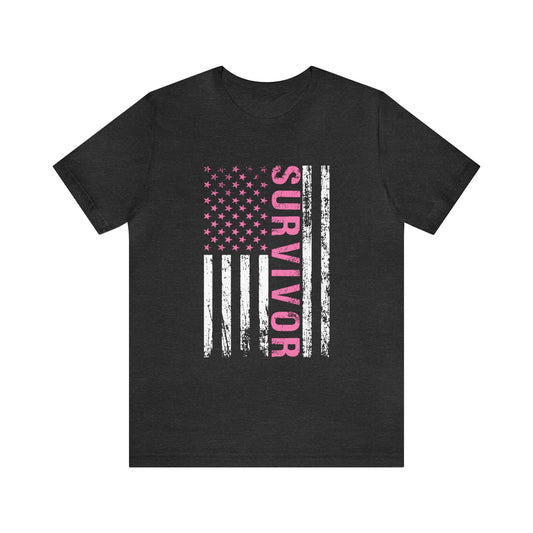 Breast Cancer Survivor Advocate American Flag Women's Tshirt