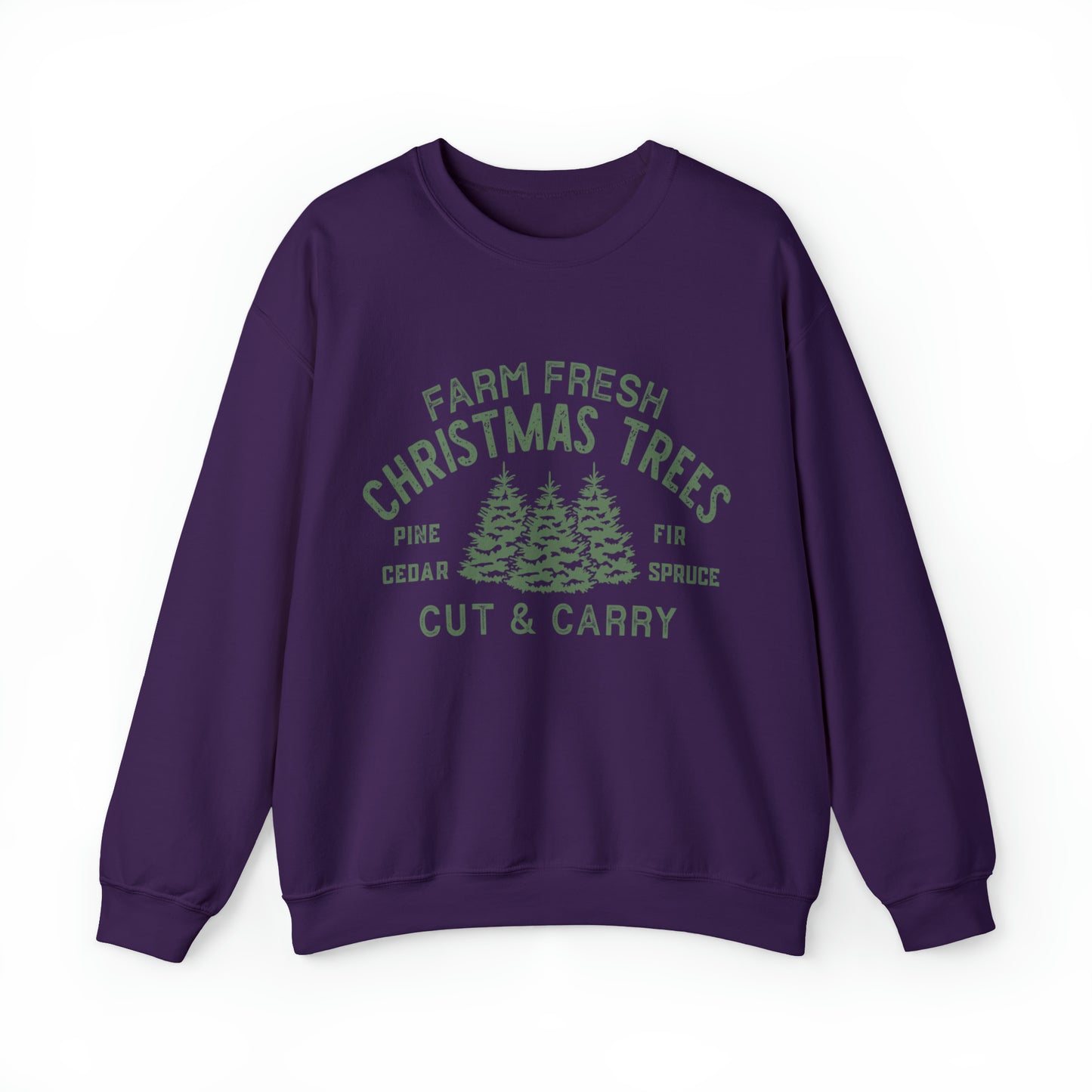 Farm Fresh Christmas Trees Women's Christmas Crewneck Sweatshirt with Green