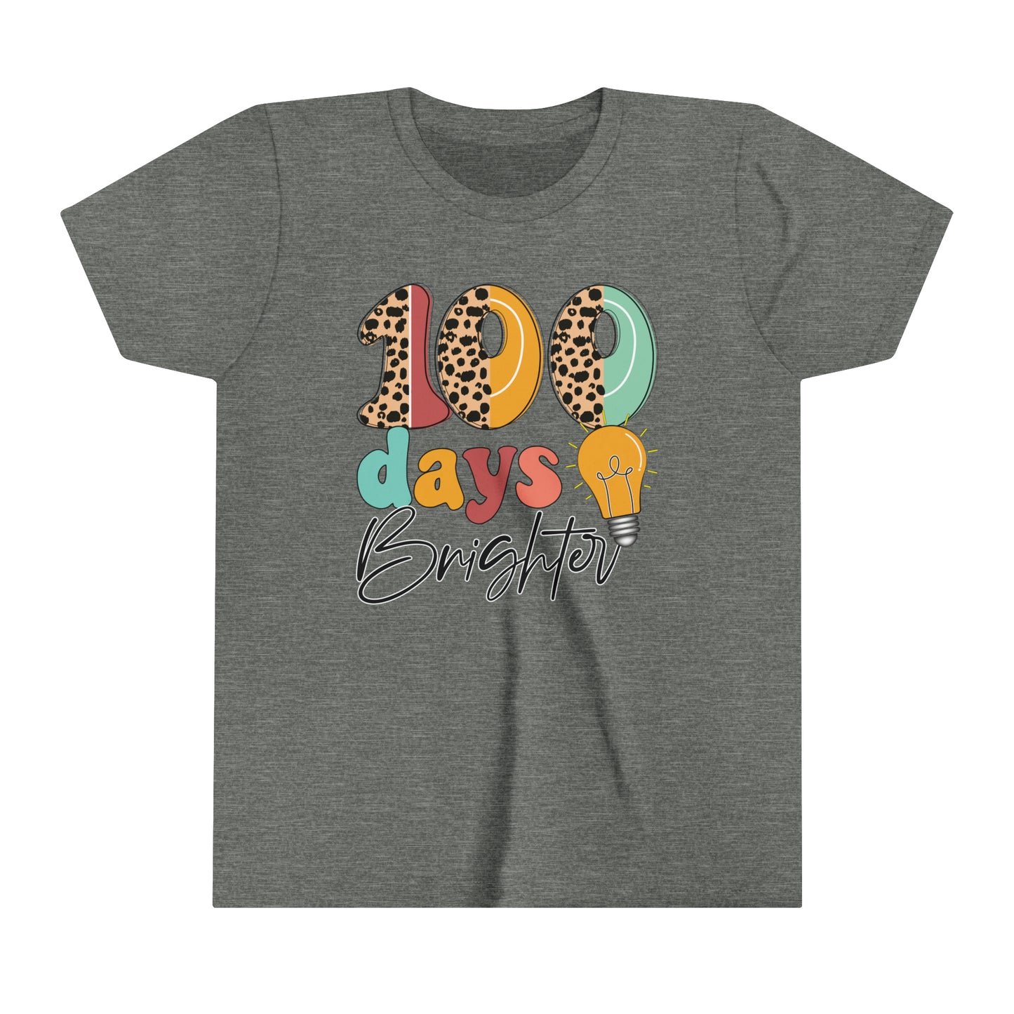 100 Days Brighter 100 Days of School Girl's Youth Short Sleeve Tee