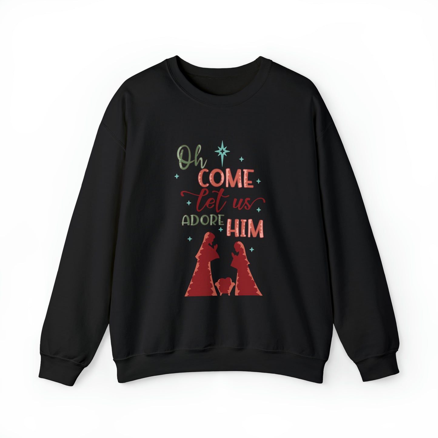 Oh come let us adore him Women's Christmas Sweatshirt