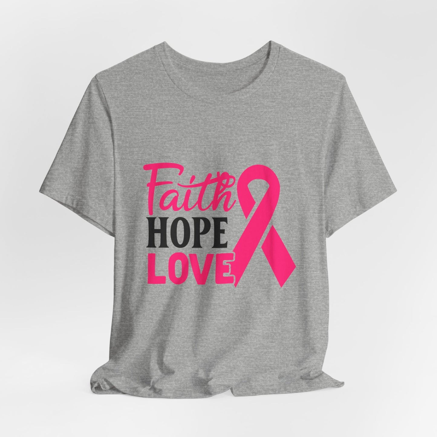 Faith Hope & Love Women's Breast Cancer Awareness Short Sleeve Tee