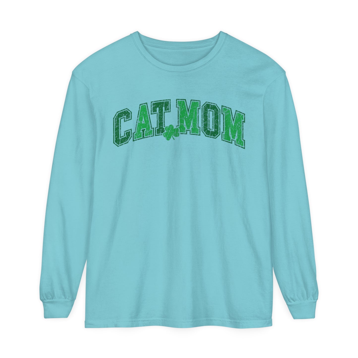 Cat Mom St. Patrick's Day Women's Loose Long Sleeve T-Shirt