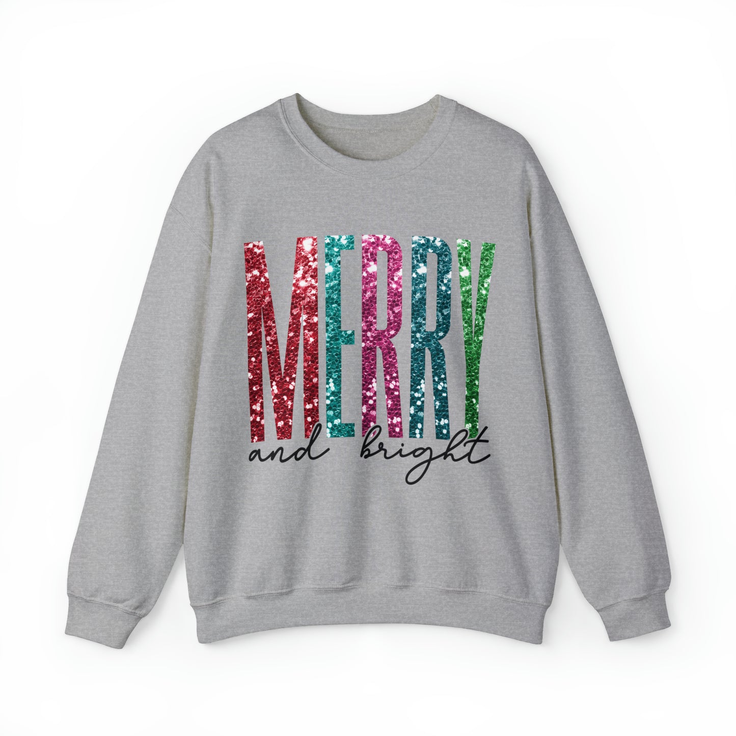 Merry & Bright Faux Sequin Women's Christmas Crewneck Sweatshirt