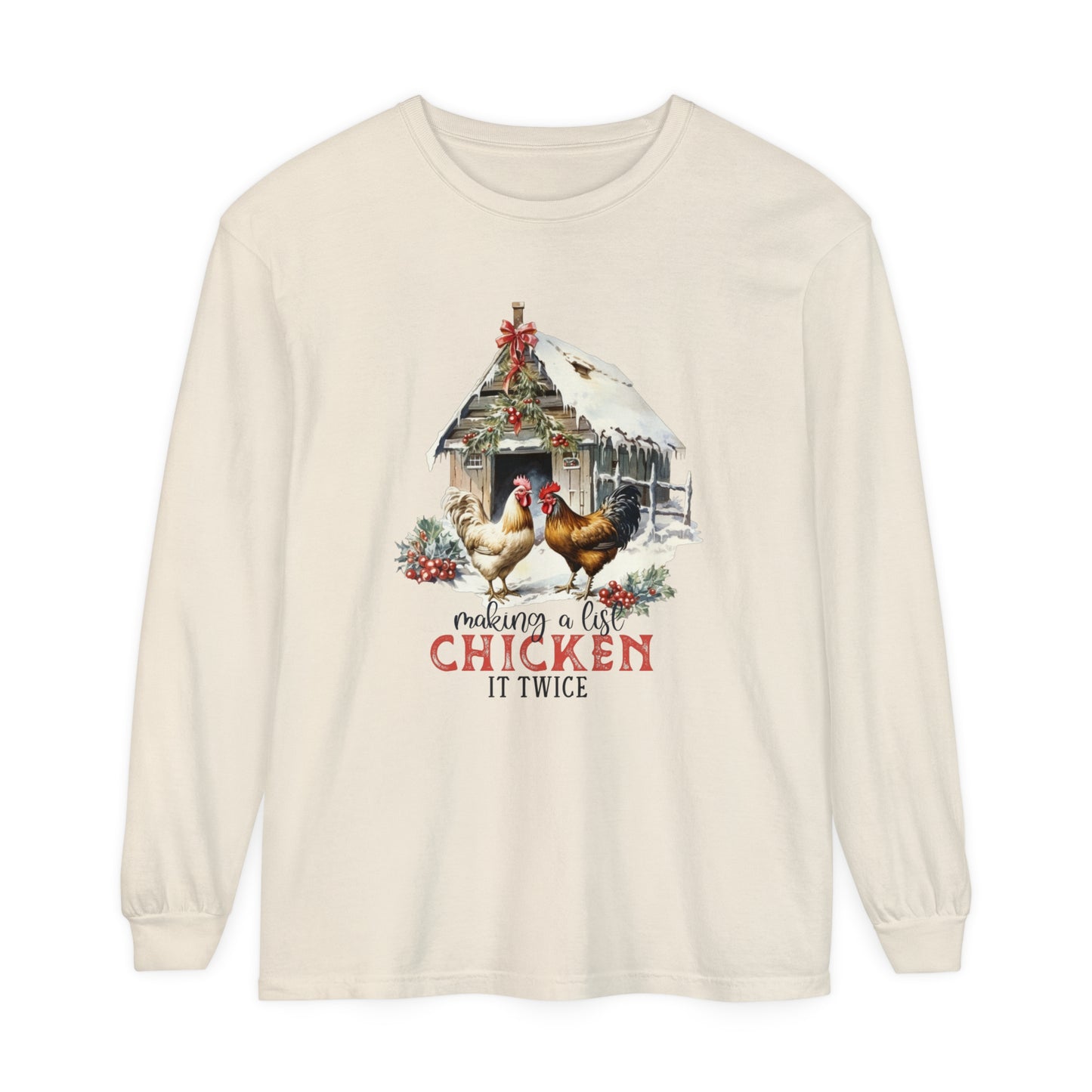 Farm Chickens Christmas Women's Holiday Loose Long Sleeve T-Shirt