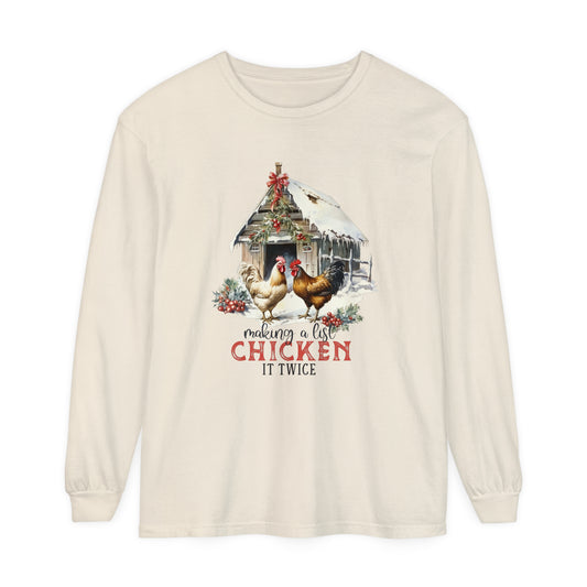 Farm Chickens Christmas Women's Holiday Loose Long Sleeve T-Shirt