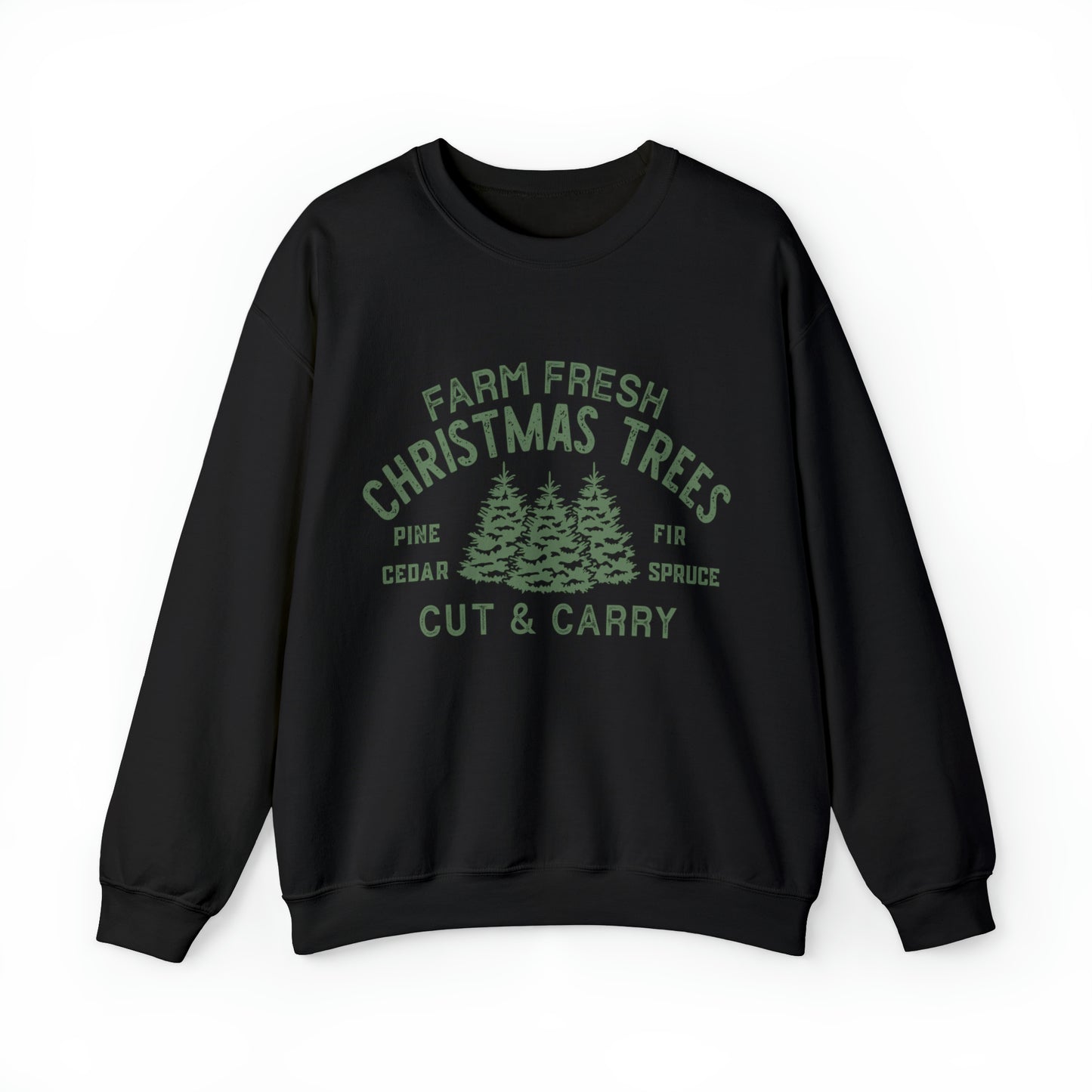 Farm Fresh Christmas Trees Women's Christmas Crewneck Sweatshirt with Green