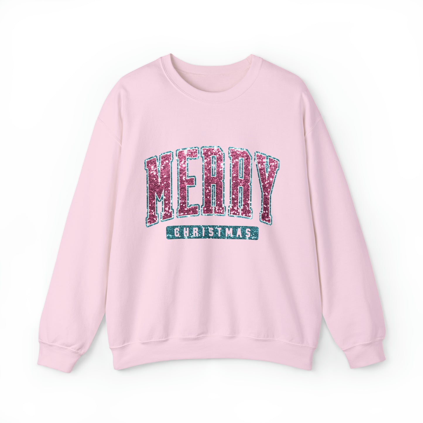 Merry Christmas Pink Sparkle Women's Christmas Crewneck Sweatshirt