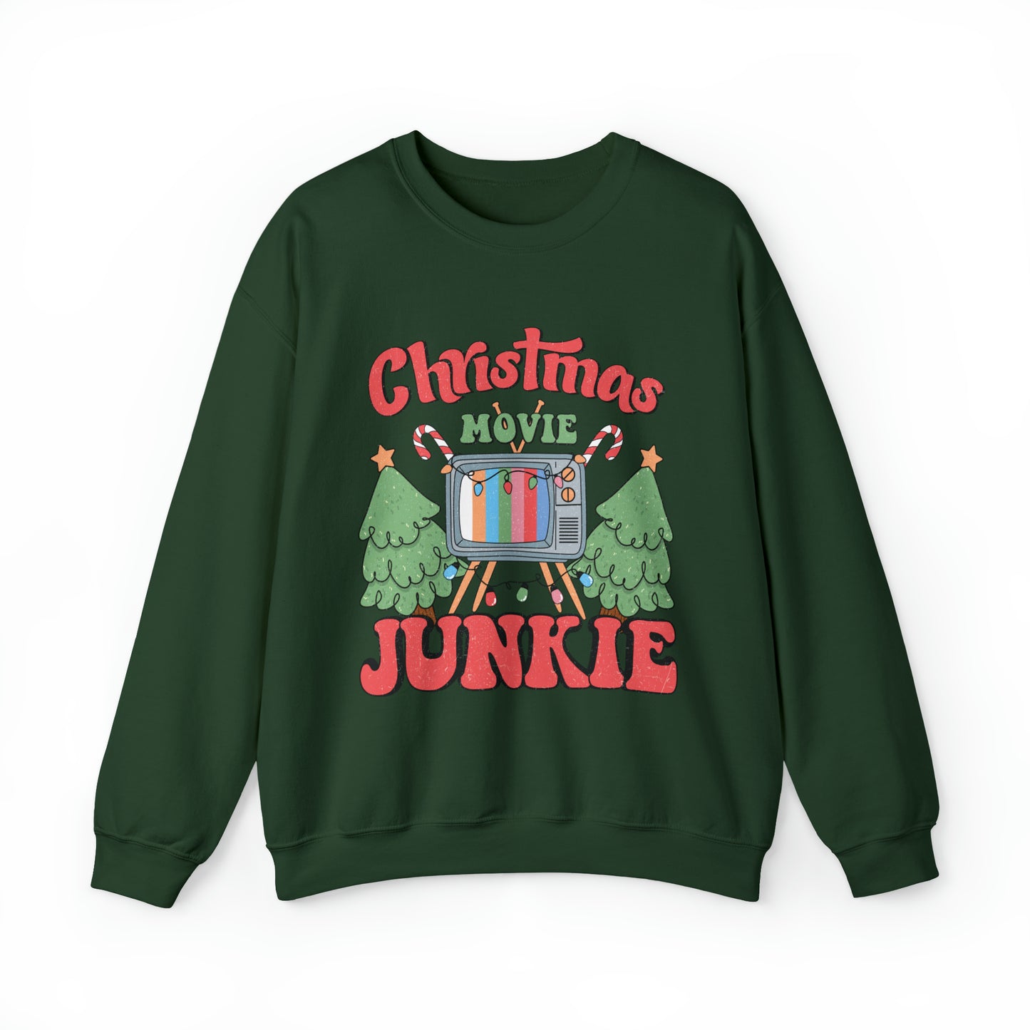 Christmas Movie Junkie Adult Unisex Christmas Crewneck Sweatshirt