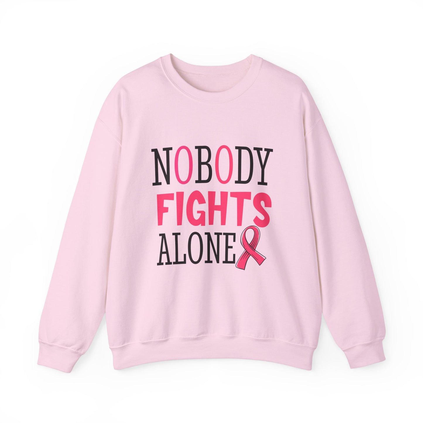 Nobody Fights Alone Breast Cancer Awareness Women's Crewneck Sweatshirt