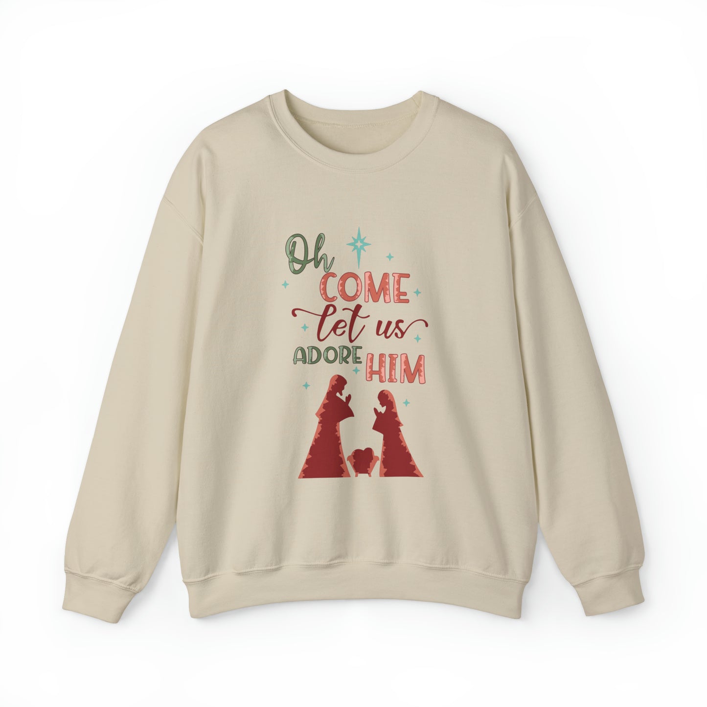 Oh come let us adore him Women's Christmas Sweatshirt