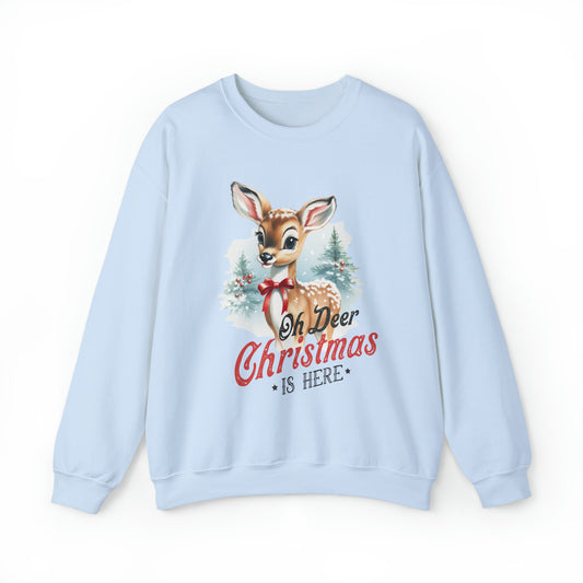 Oh Deer Christmas is Here Women's Christmas Sweatshirt