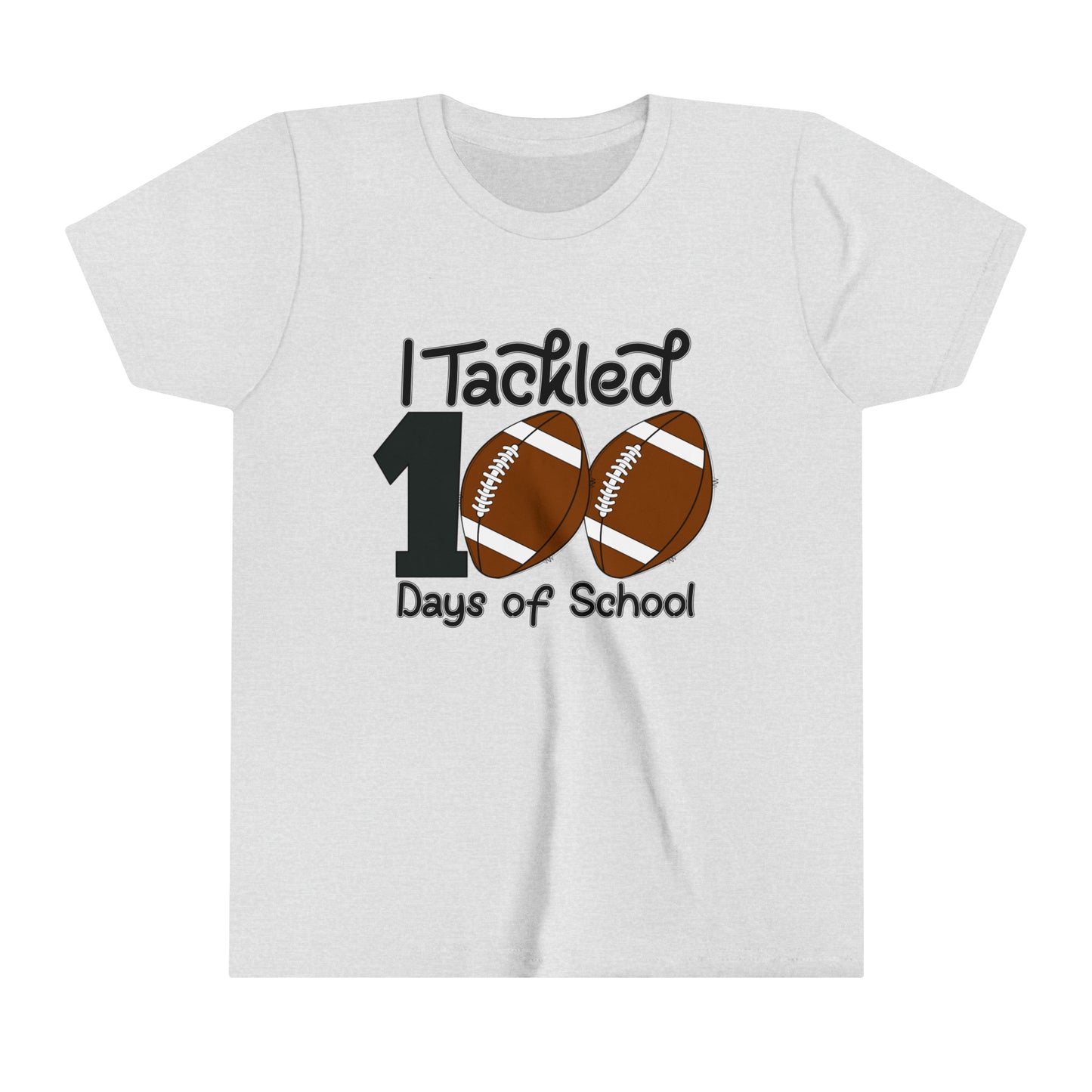 I Tackled 100 Days of School Youth Boy's Short Sleeve Tee