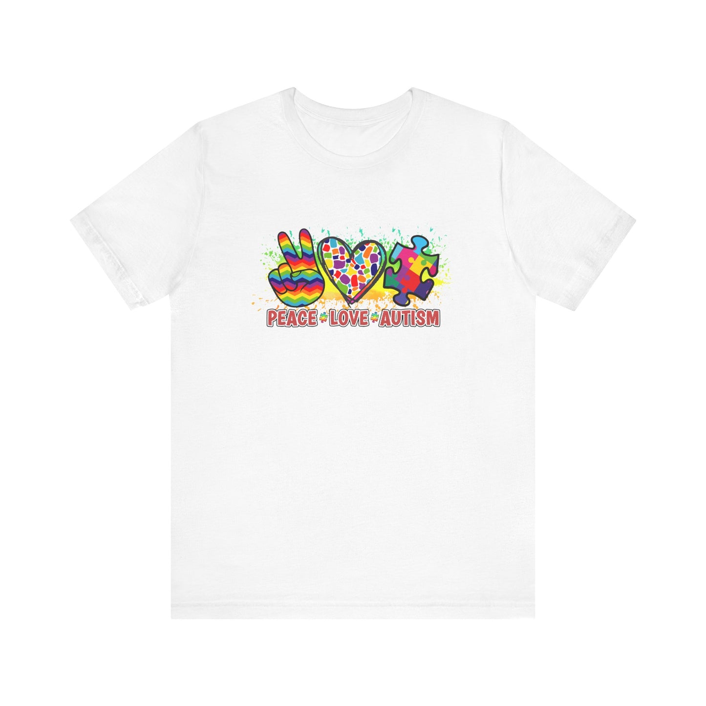 Peace Love Autism Autism Awareness Advocate Short Sleeve Tee