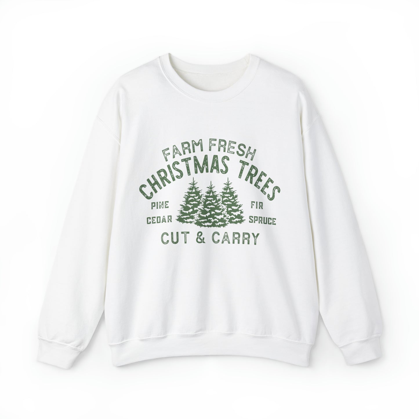 Farm Fresh Christmas Trees Women's Christmas Crewneck Sweatshirt with Green