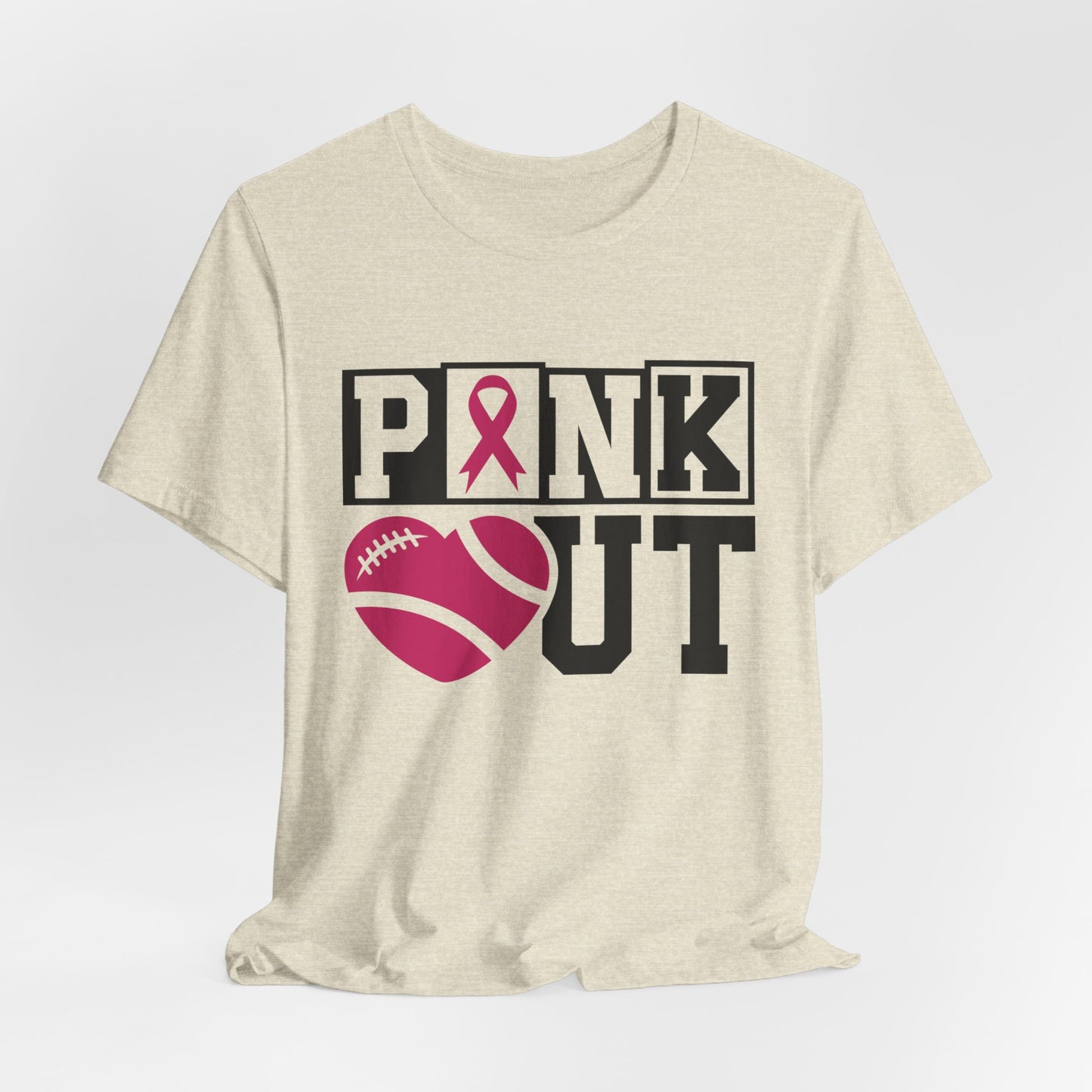 Pink Out Women's Blocked Lettering Breast Cancer Awareness Short Sleeve Tee