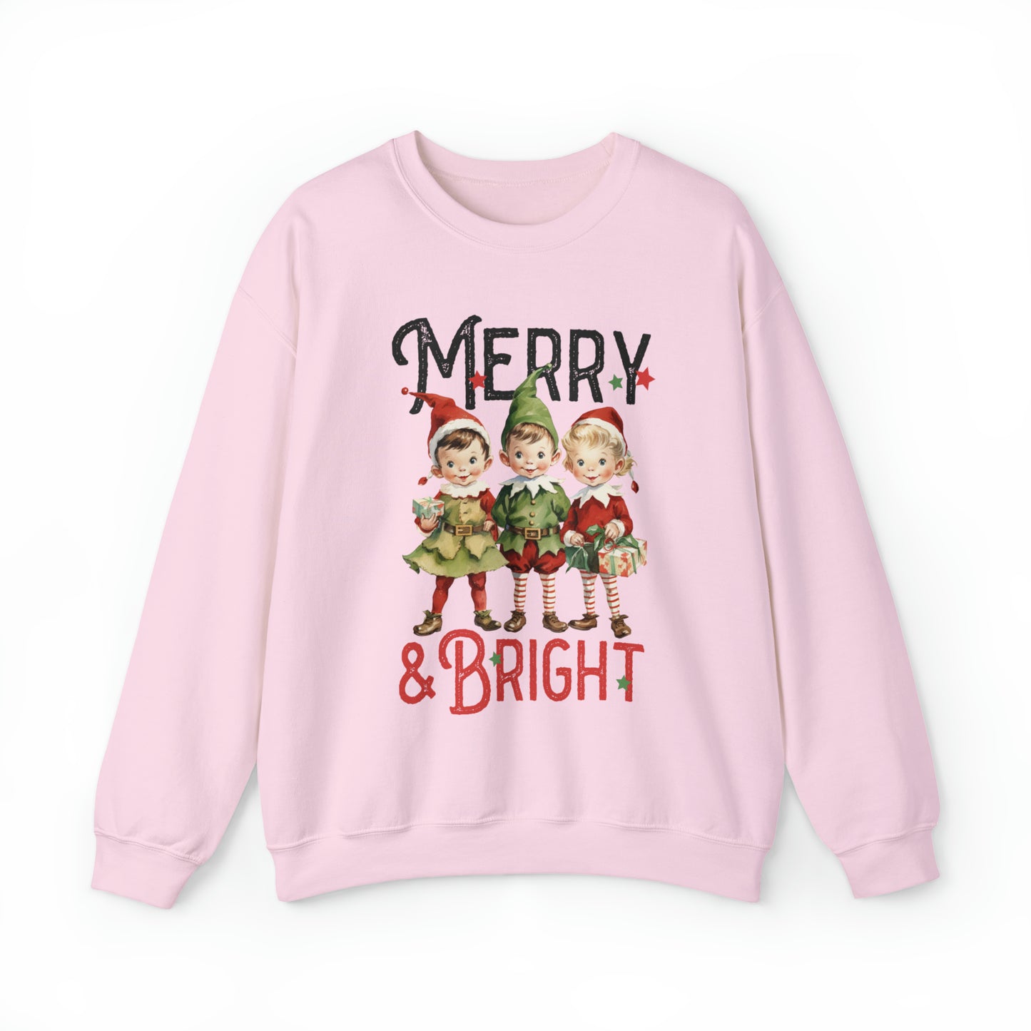 Merry and Bright Elf Women's Christmas Crewneck Sweatshirt