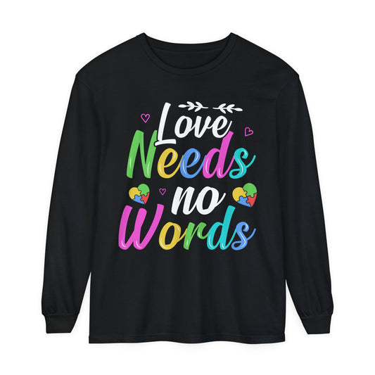 Love Needs No Words Autism Awareness Women's Long Sleeve T-Shirt