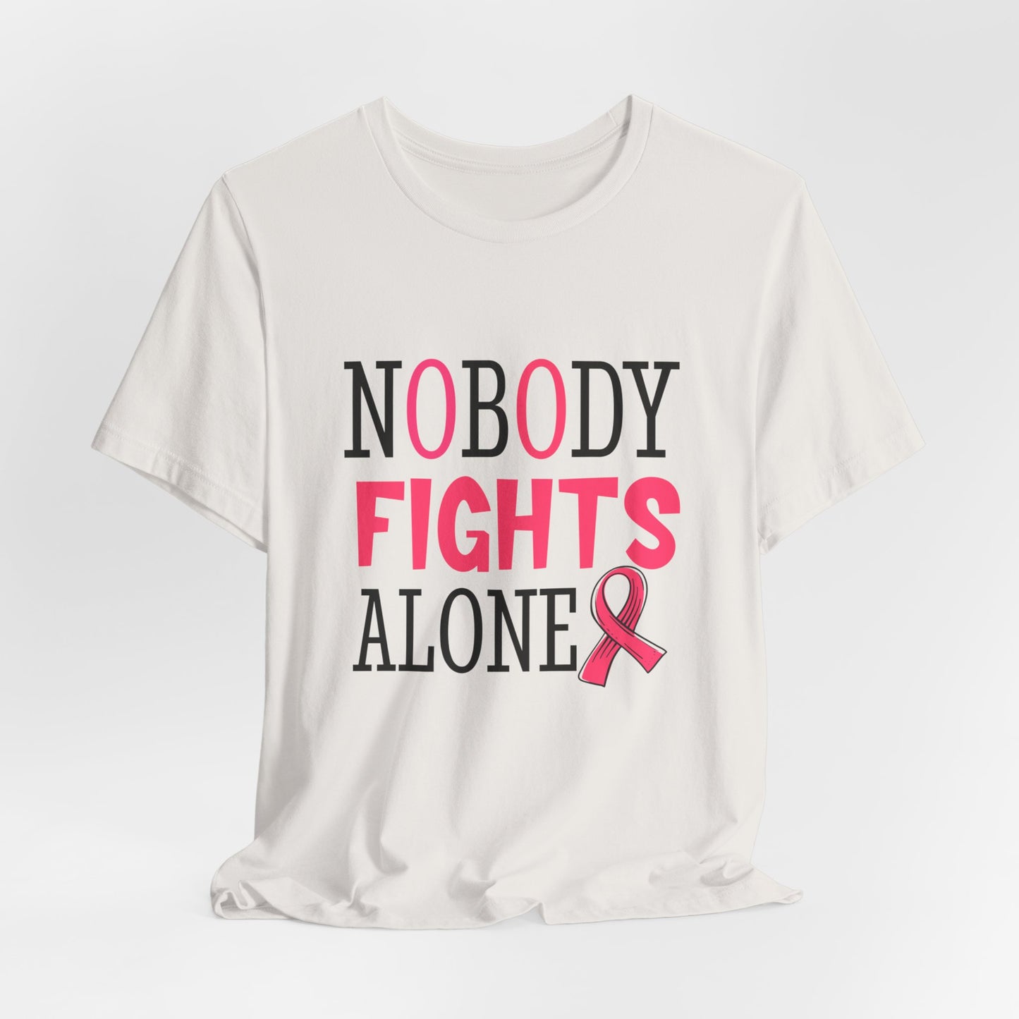 Nobody Fights Alone Women's Breast Cancer Awareness Short Sleeve Tee