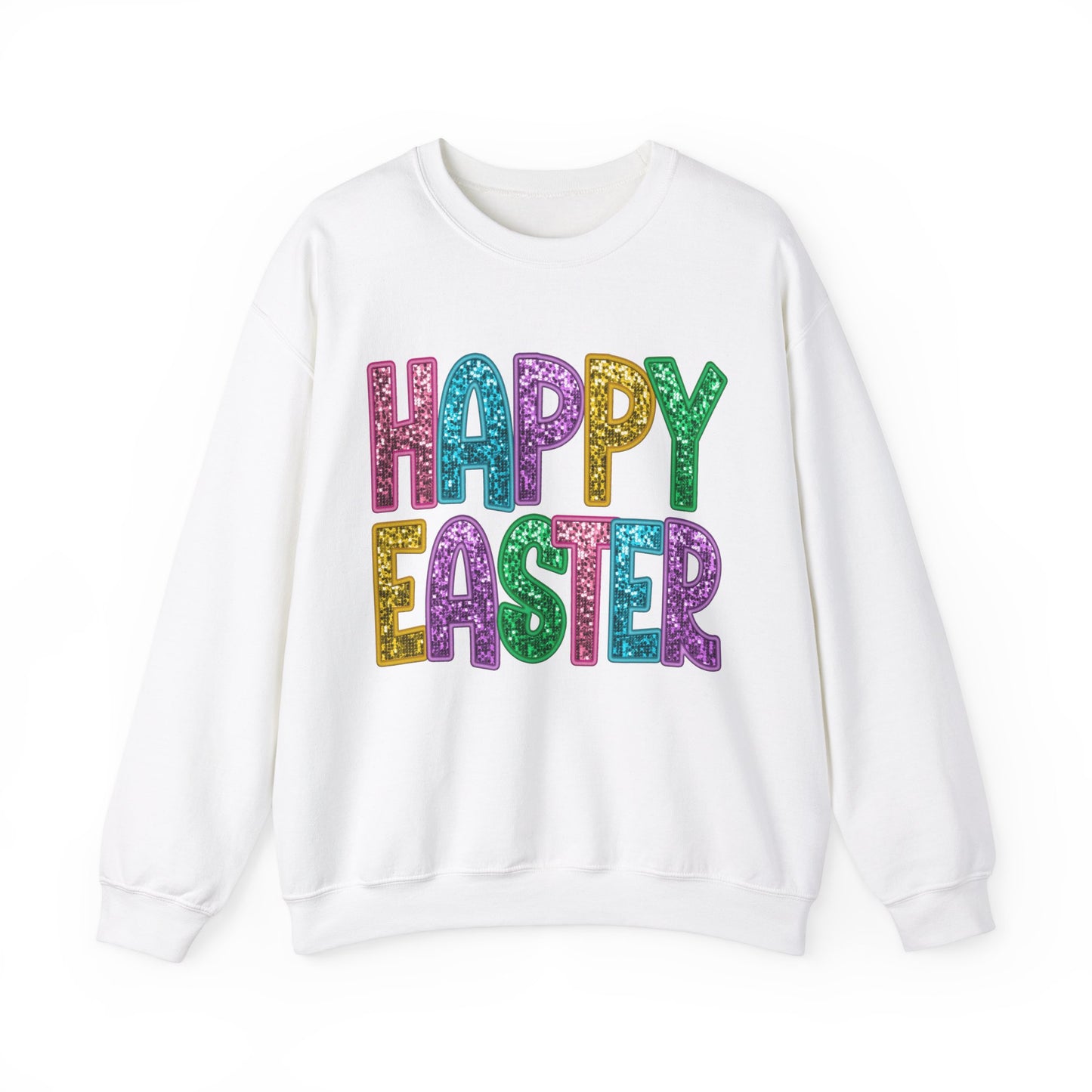 Happy Easter Faux Sequin Print Women's Easter Sweatshirt