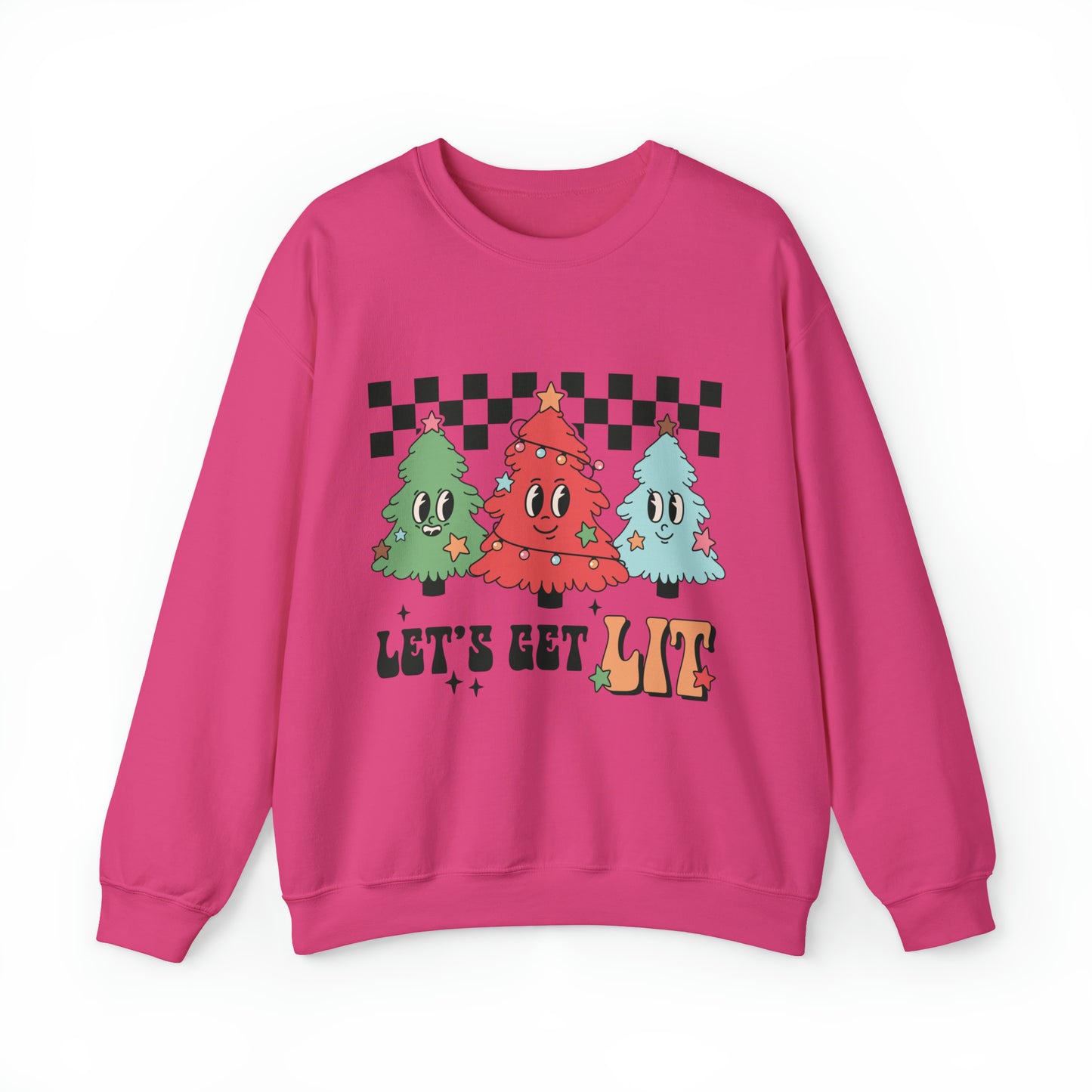 Let's get lit Christmas Tree Funny Adult Crewneck Sweatshirt