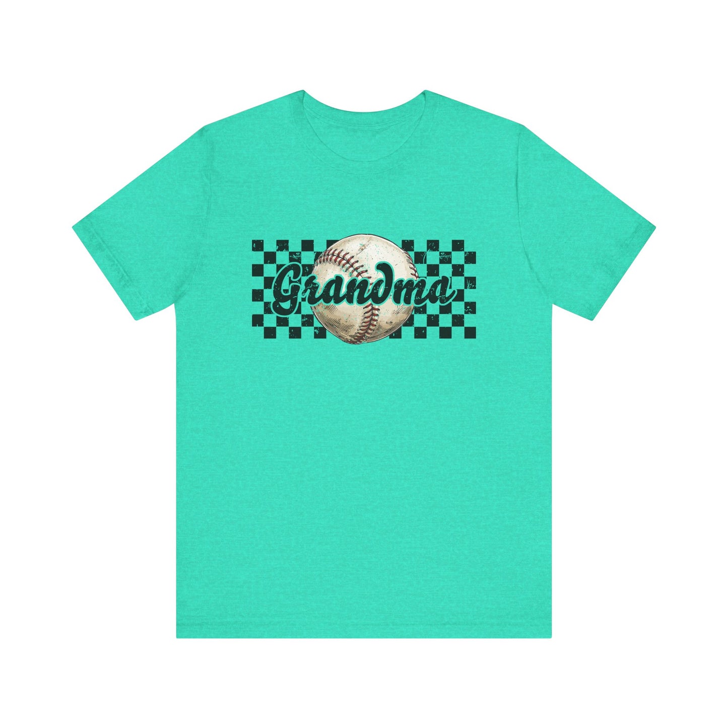 Baseball Grandma Checkered Women's Short Sleeve Shirt