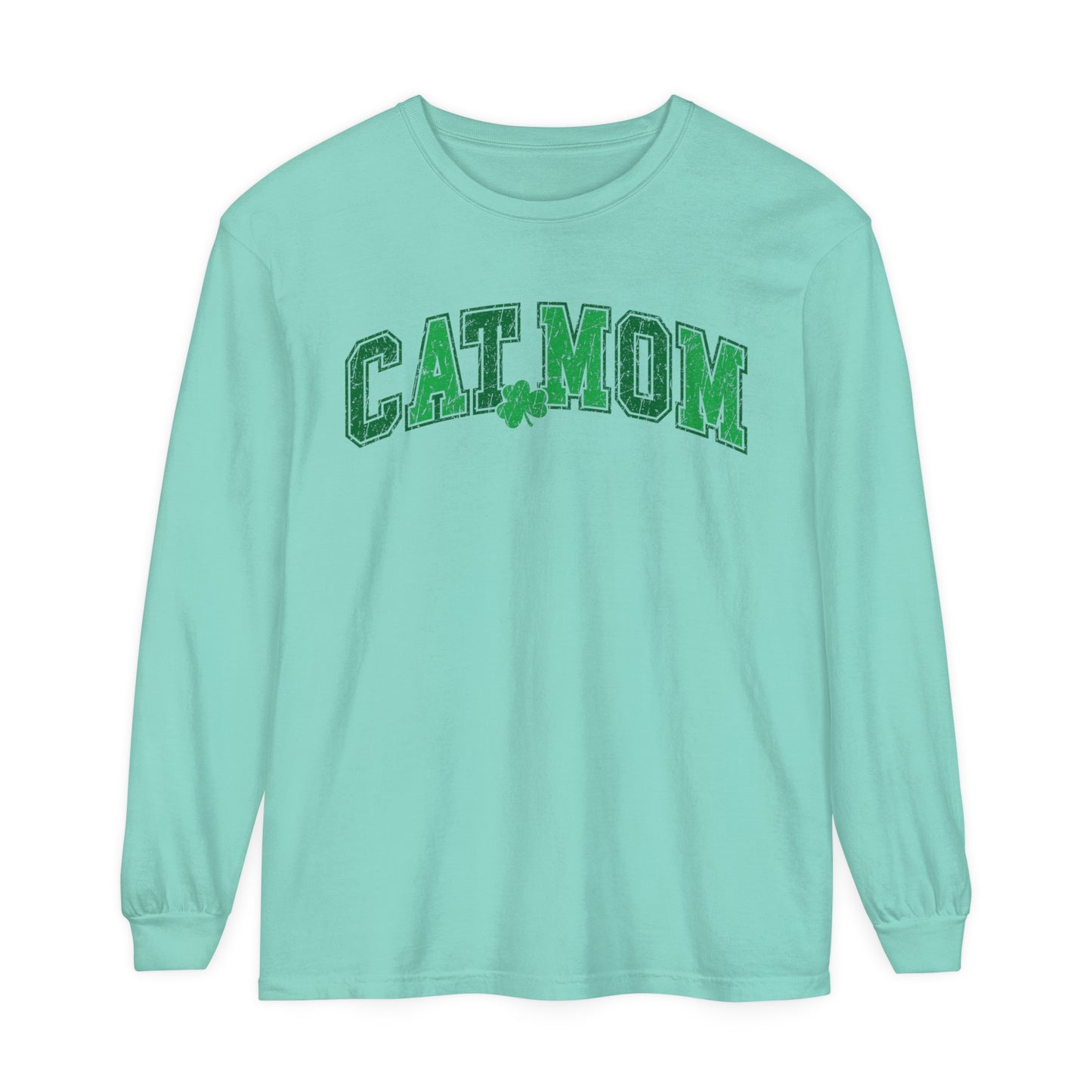 Cat Mom St. Patrick's Day Women's Loose Long Sleeve T-Shirt