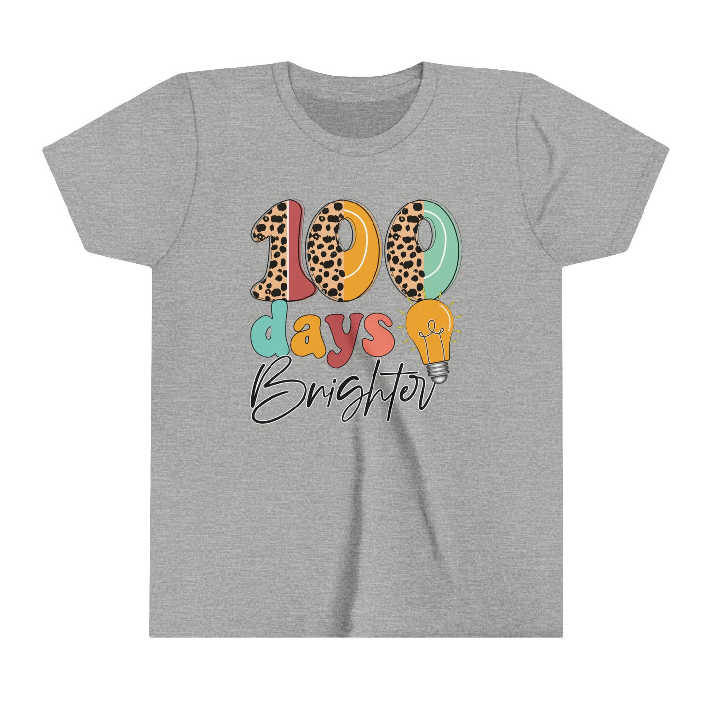 100 Days Brighter 100 Days of School Girl's Youth Short Sleeve Tee