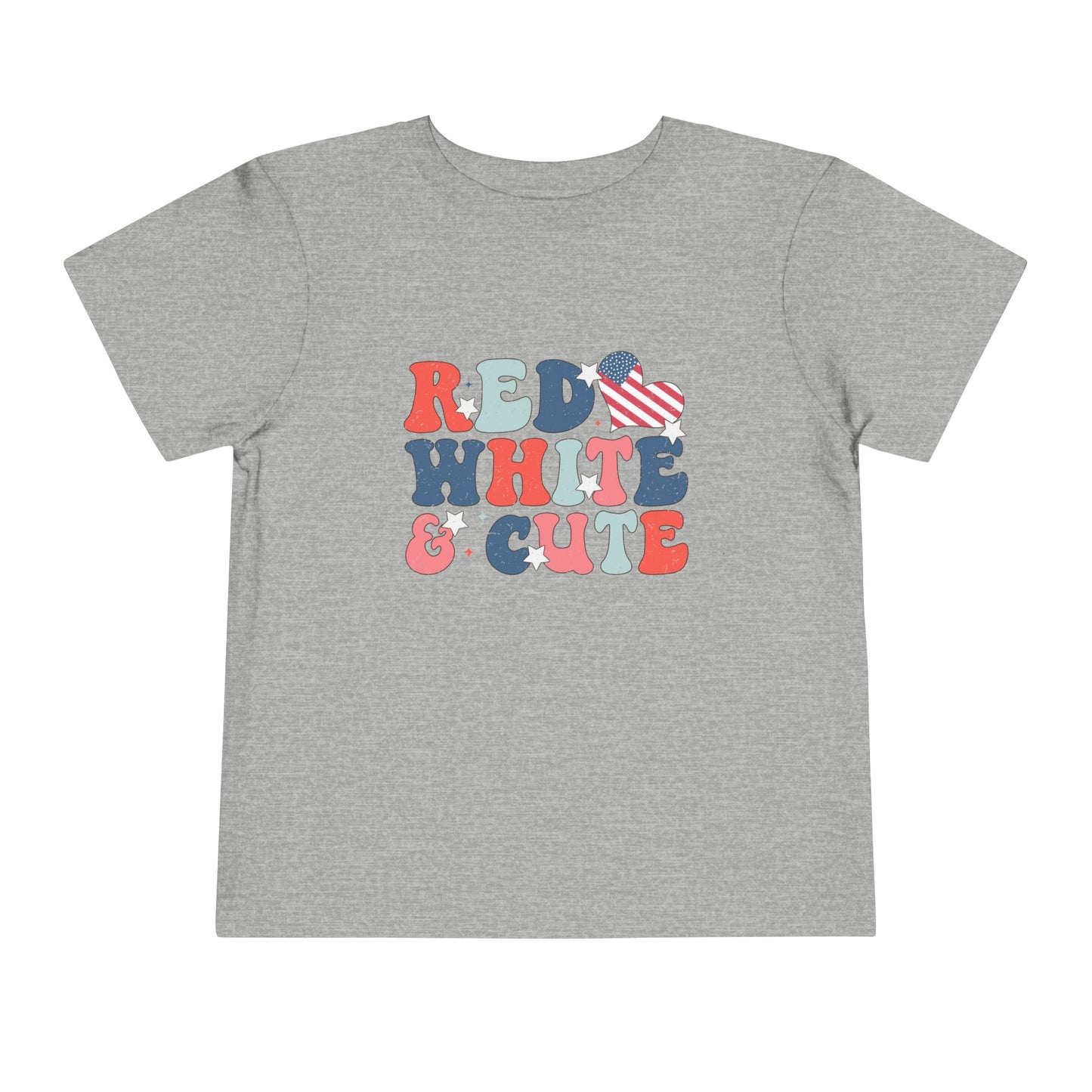 Red White & Cute America 4th of July Toddler Short Sleeve Tee