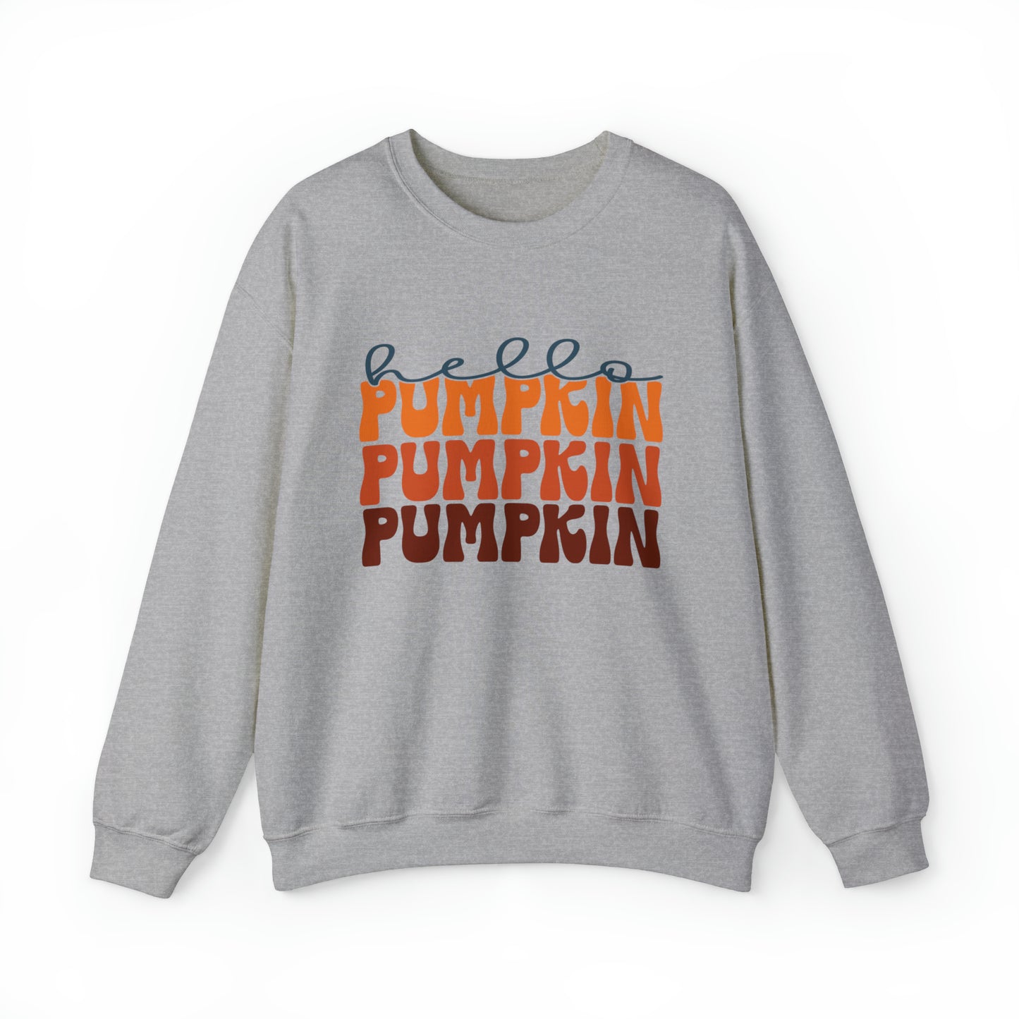 Hello Pumpkin Adult Unisex Fall Crewneck Sweatshirt