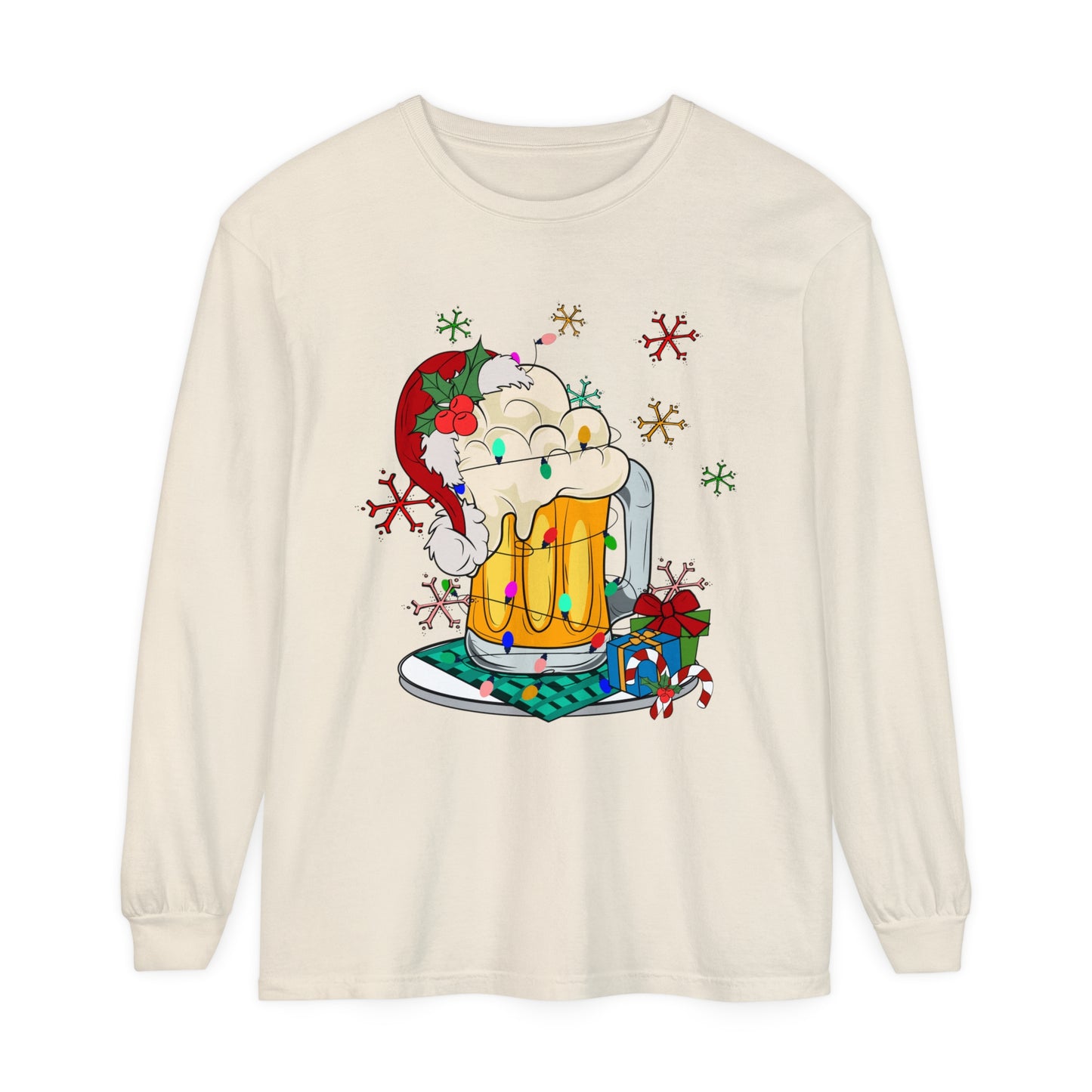 Funny Christmas Beer Adult Loose Long Sleeve T-Shirt