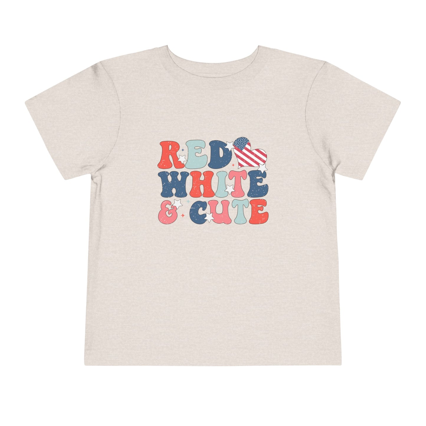 Red White & Cute America 4th of July Toddler Short Sleeve Tee