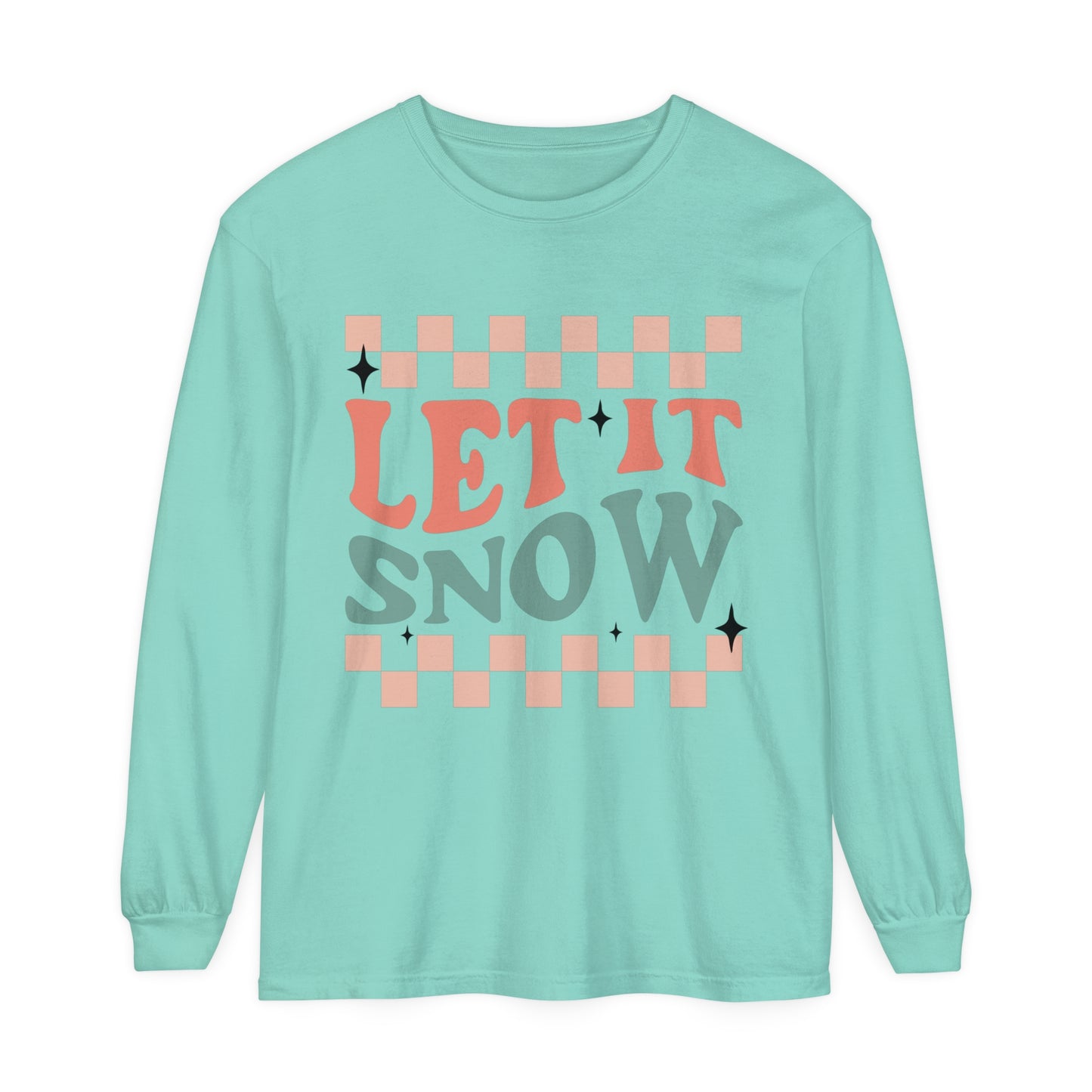 Let is Snow Women's Christmas Holiday Loose Long Sleeve T-Shirt