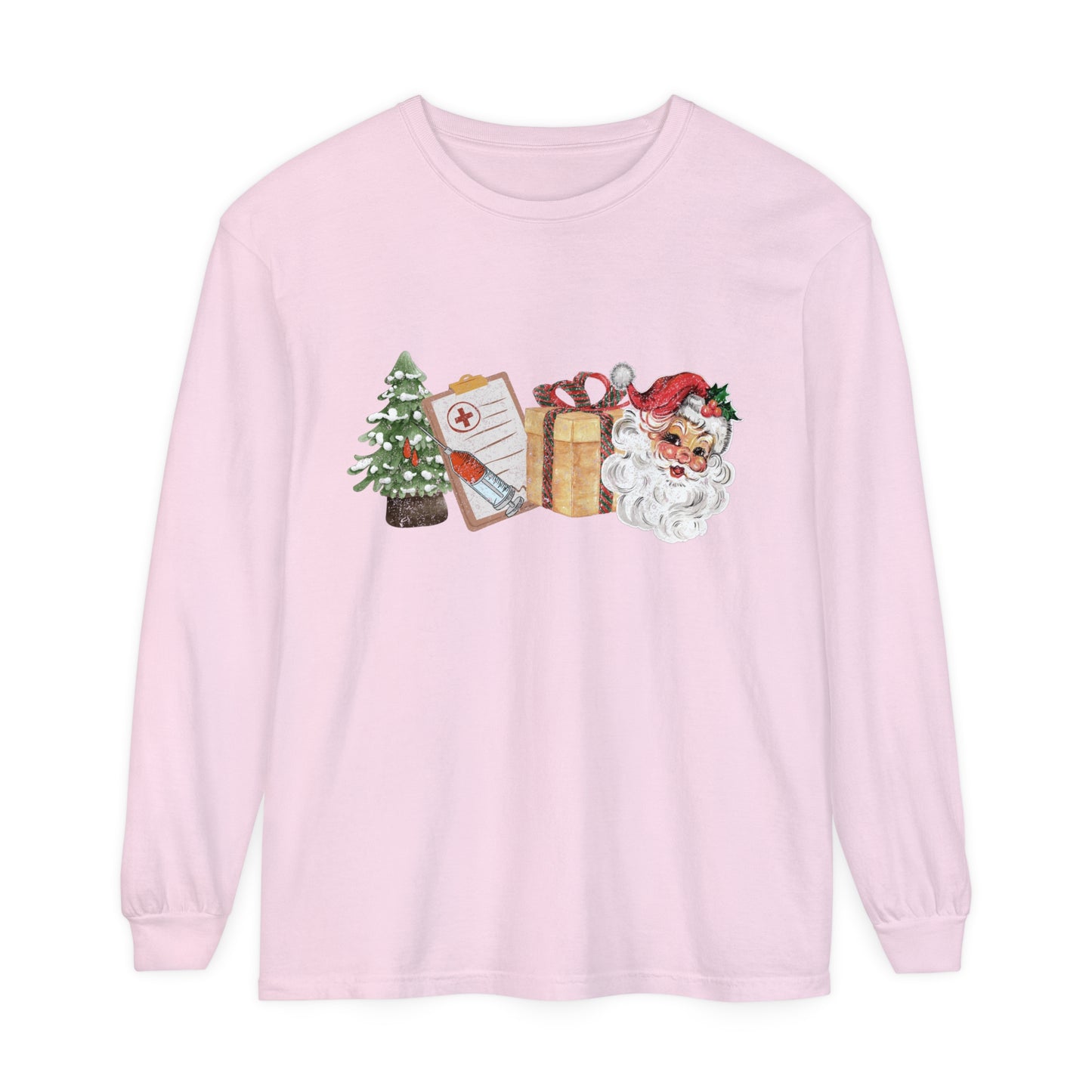 Nurse Medical Christmas Tree Loose Long Sleeve T-Shirt