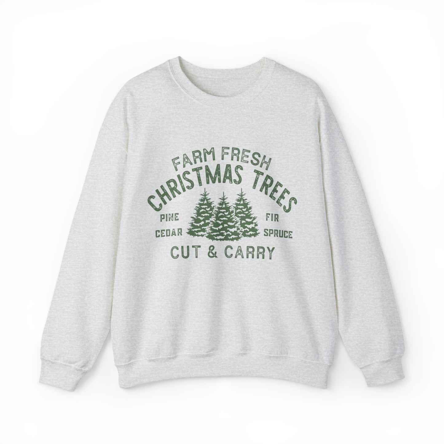 Farm Fresh Christmas Trees Women's Christmas Crewneck Sweatshirt with Green