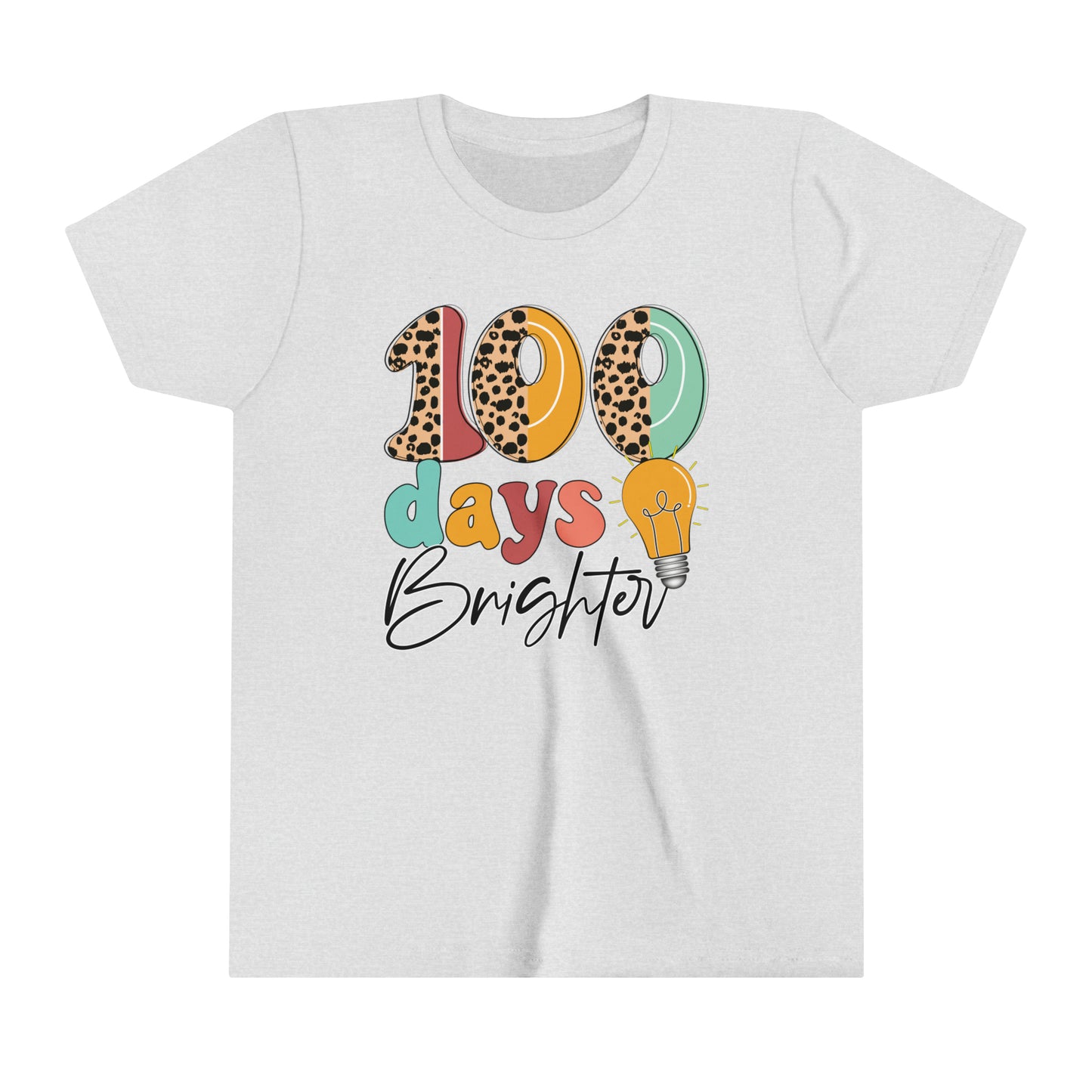 100 Days Brighter 100 Days of School Girl's Youth Short Sleeve Tee