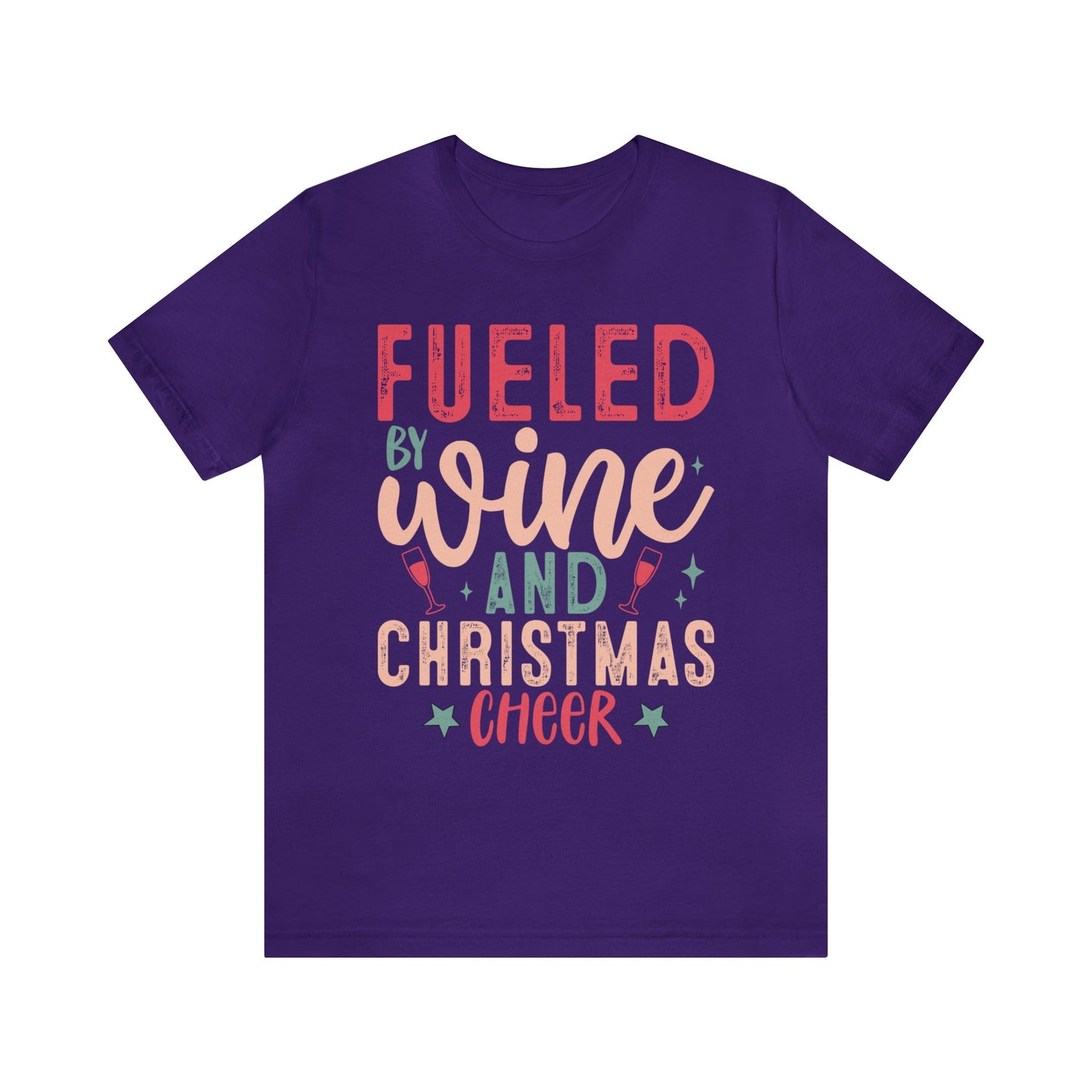 Fueled by Wine and Christmas Cheer Women's Funny Christmas Short Sleeve Shirt