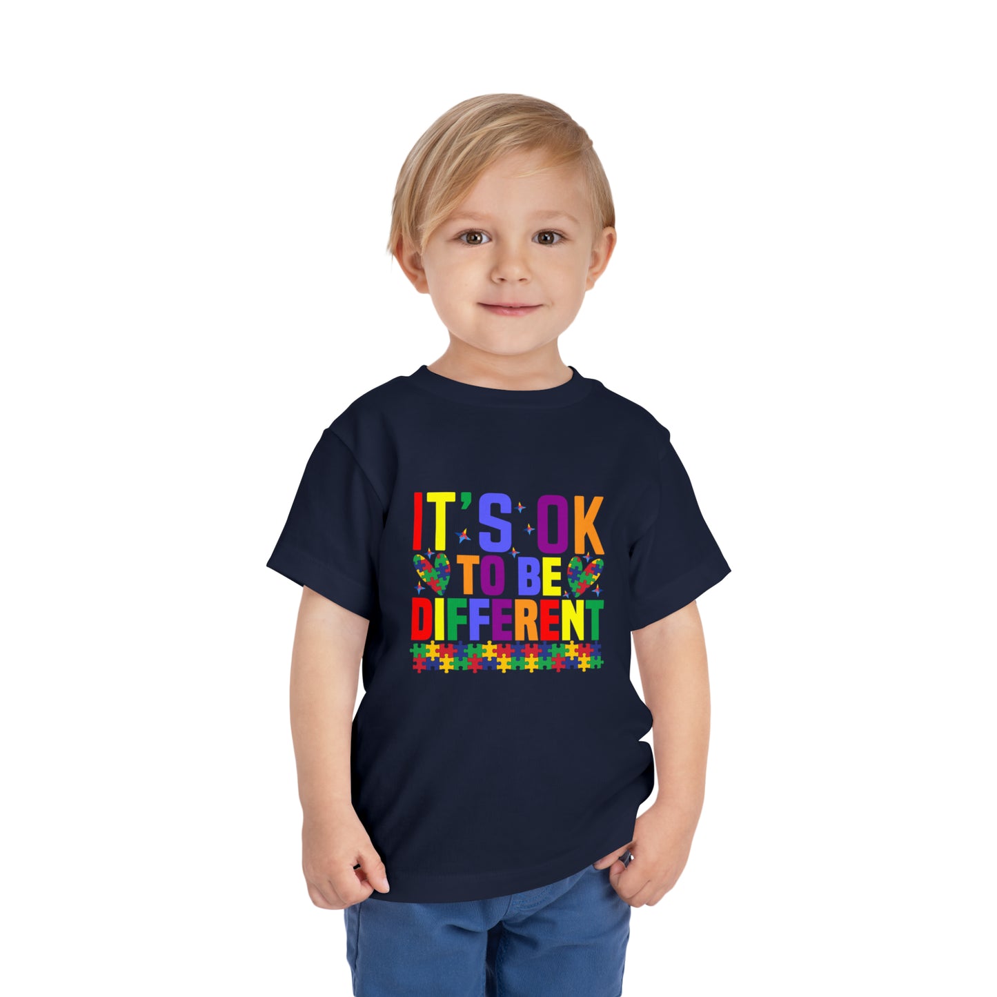 It's OK to be different Autism Acceptance Awareness Advocate Toddler Short Sleeve Tee