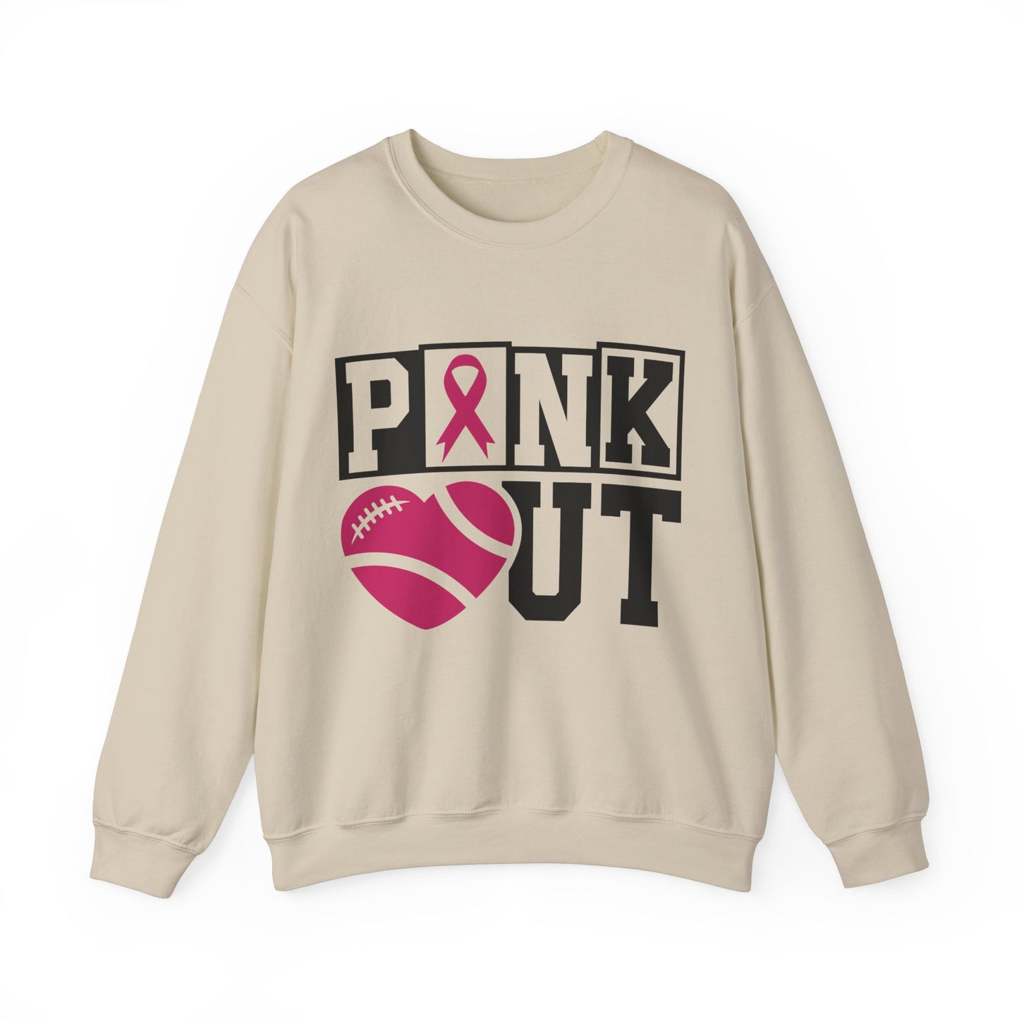 Pink Out Block Lettering Breast Cancer Awareness Women's Unisex Crewneck Sweatshirt