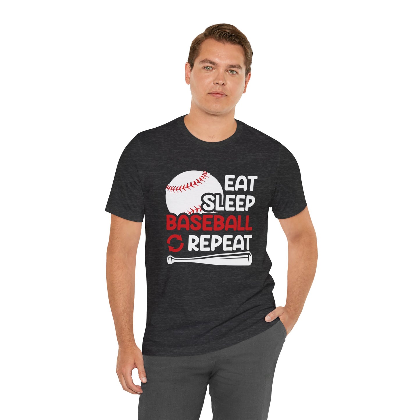 Eat Sleep Baseball Repeat Adult Unisex Baseball Short Sleeve Shirt