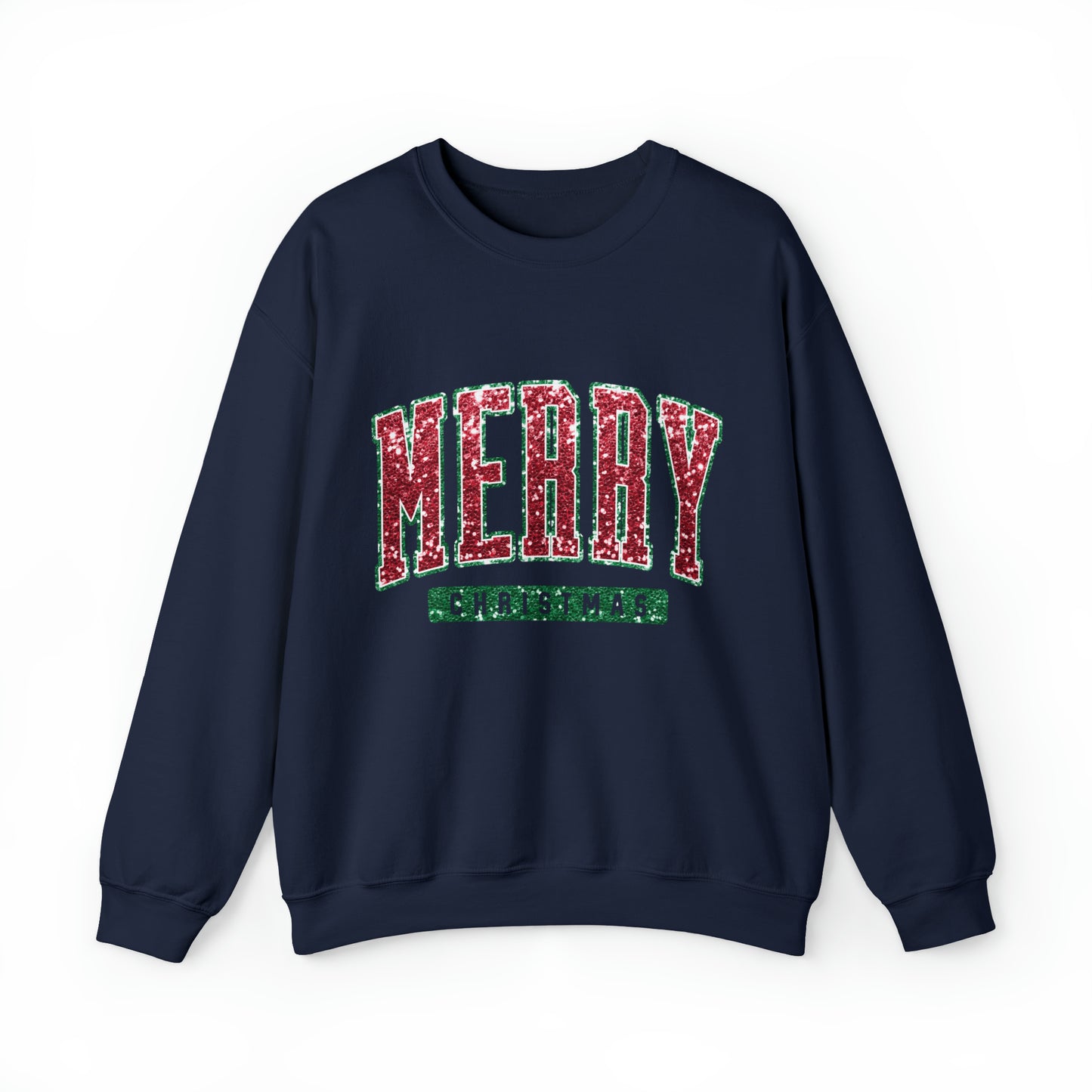 Merry Christmas Red Sparkle Women's Christmas Crewneck Sweatshirt