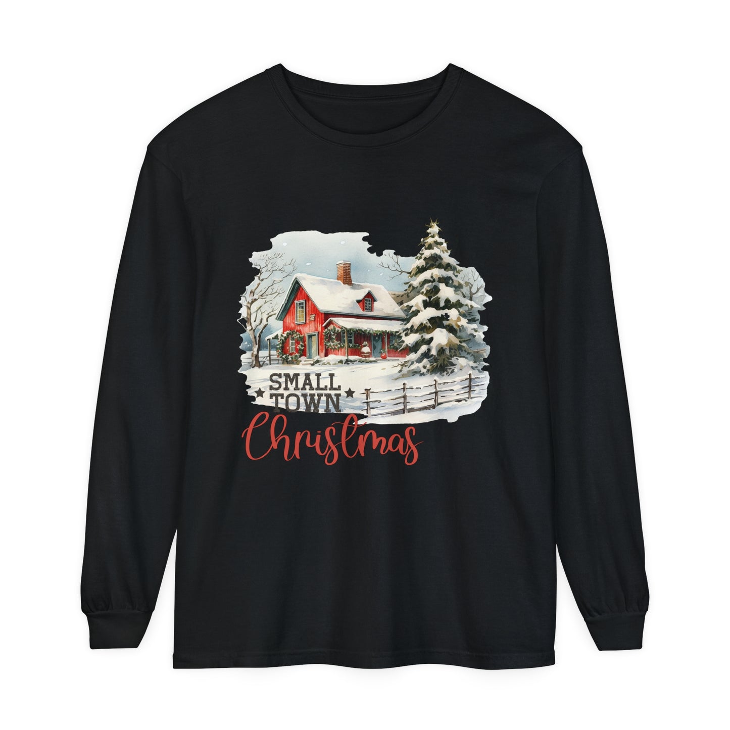 Small Town Christmas Women's Holiday Loose Long Sleeve T-Shirt