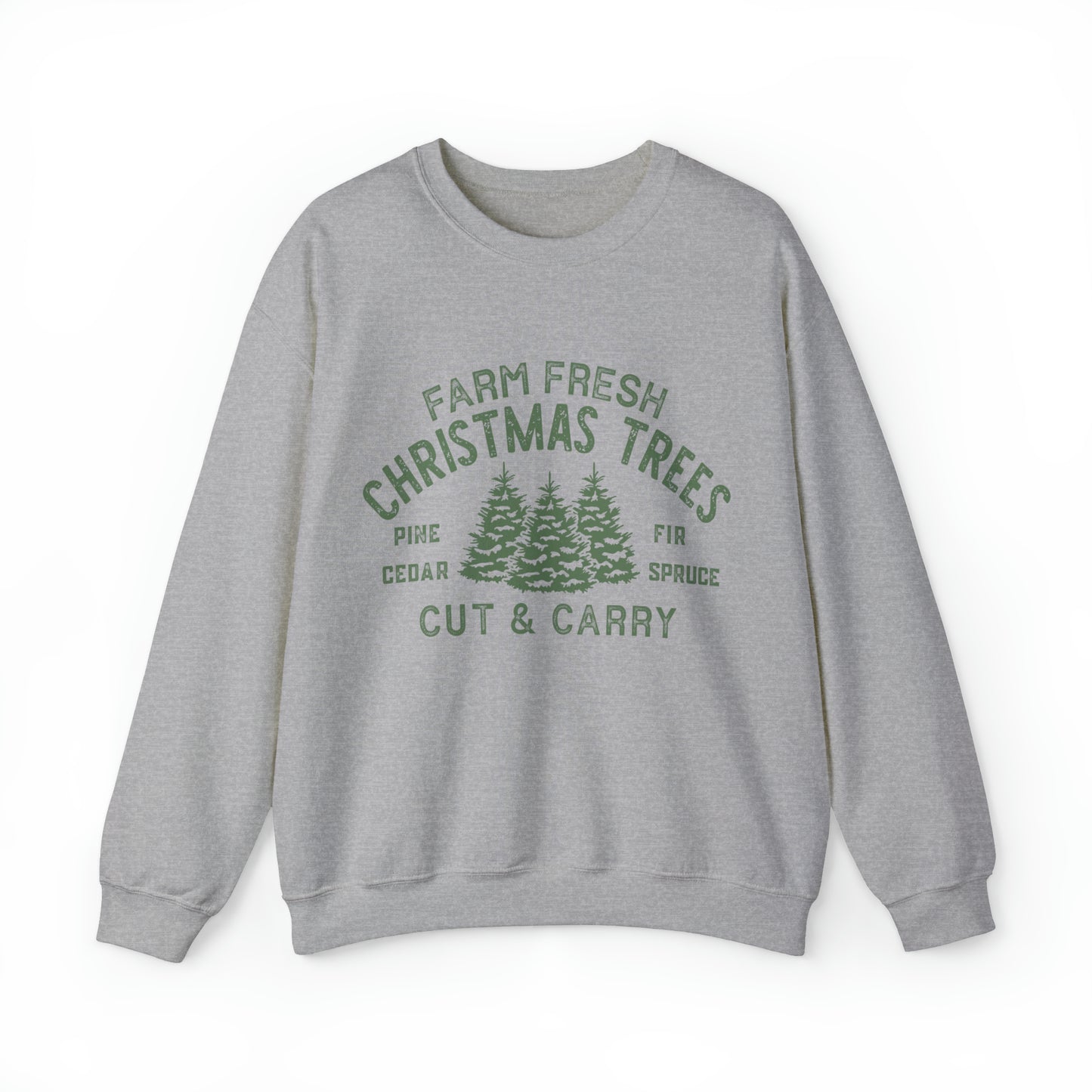 Farm Fresh Christmas Trees Women's Christmas Crewneck Sweatshirt with Green