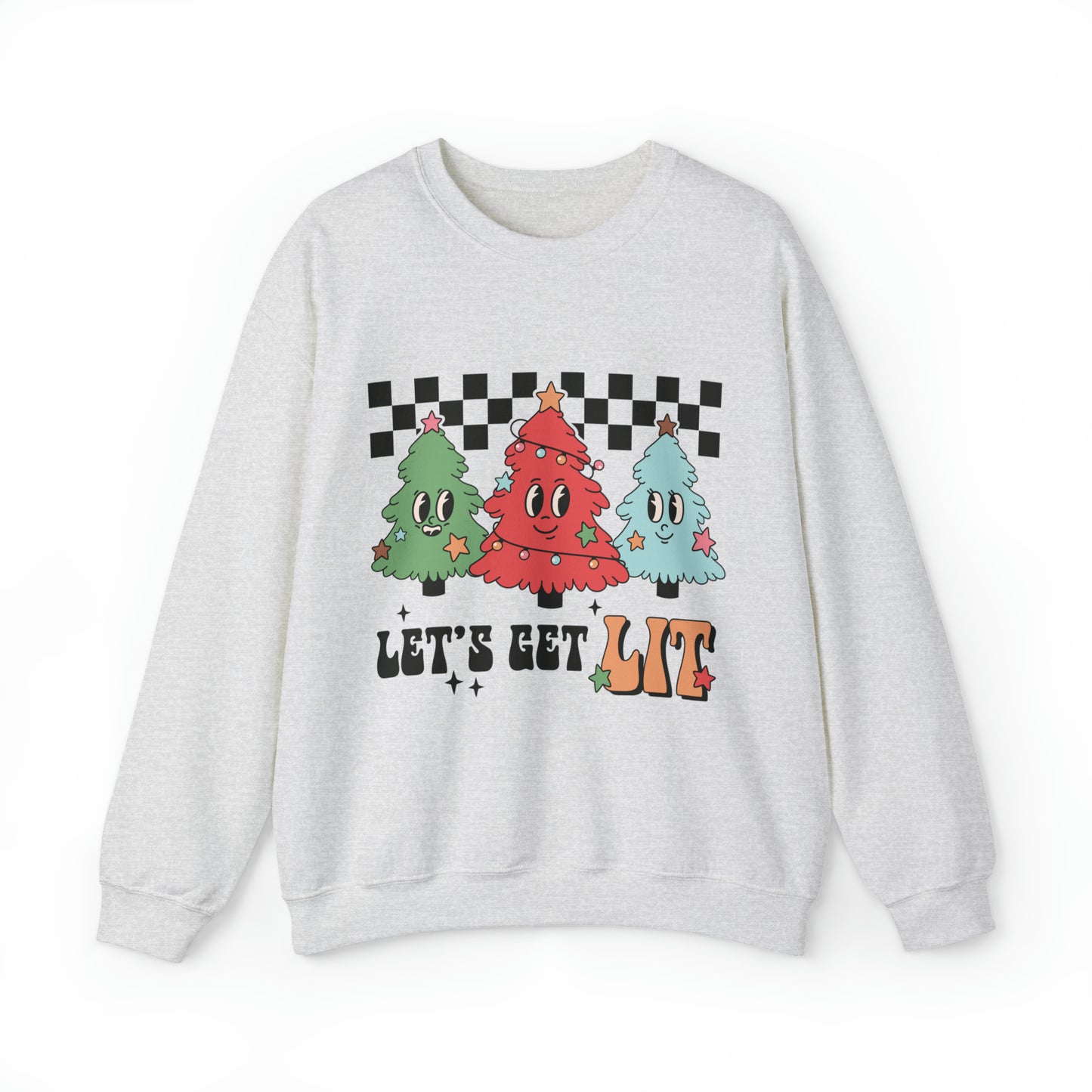 Let's get lit Christmas Tree Funny Adult Crewneck Sweatshirt