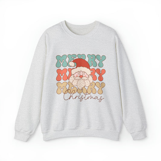 Retro Merry Christmas Sweatshirt with Santa Sweatshirt Women's