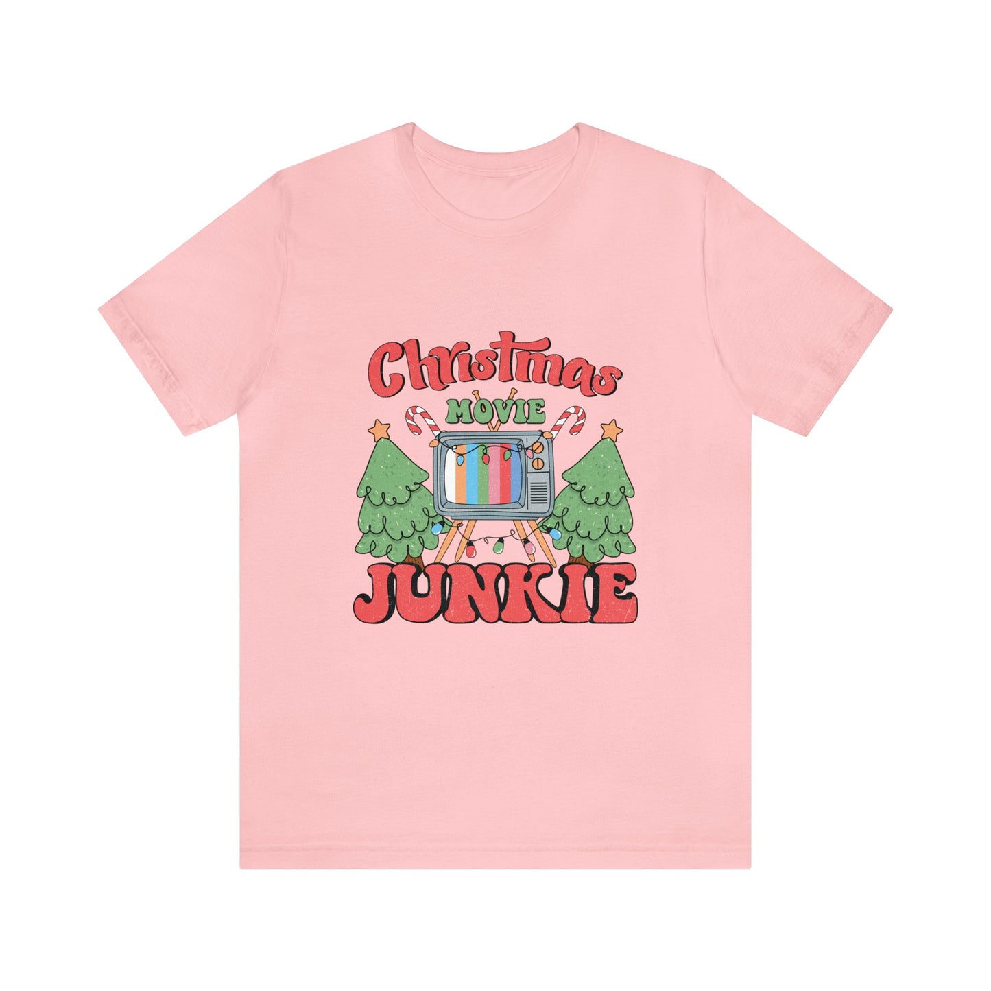 Christmas Movie Junkie Women's Short Sleeve Christmas T Shirt