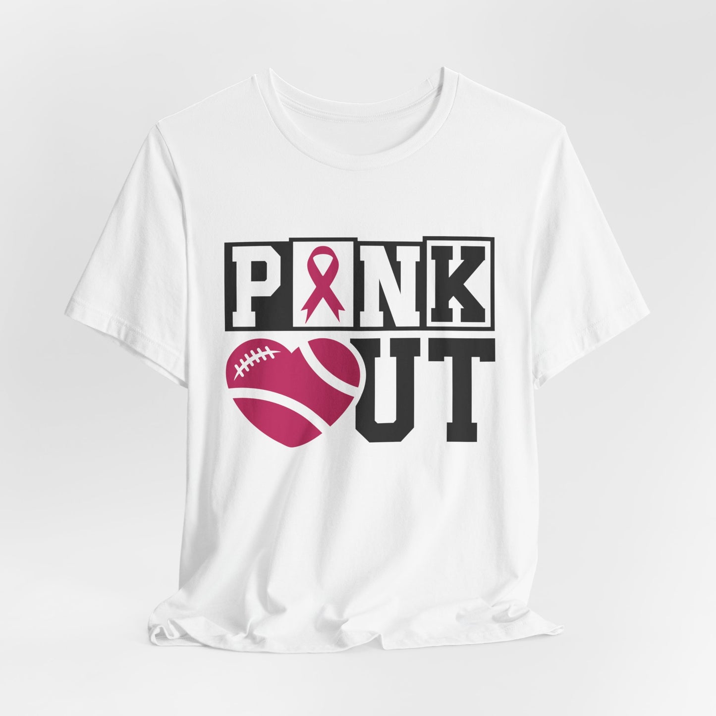 Pink Out Women's Blocked Lettering Breast Cancer Awareness Short Sleeve Tee