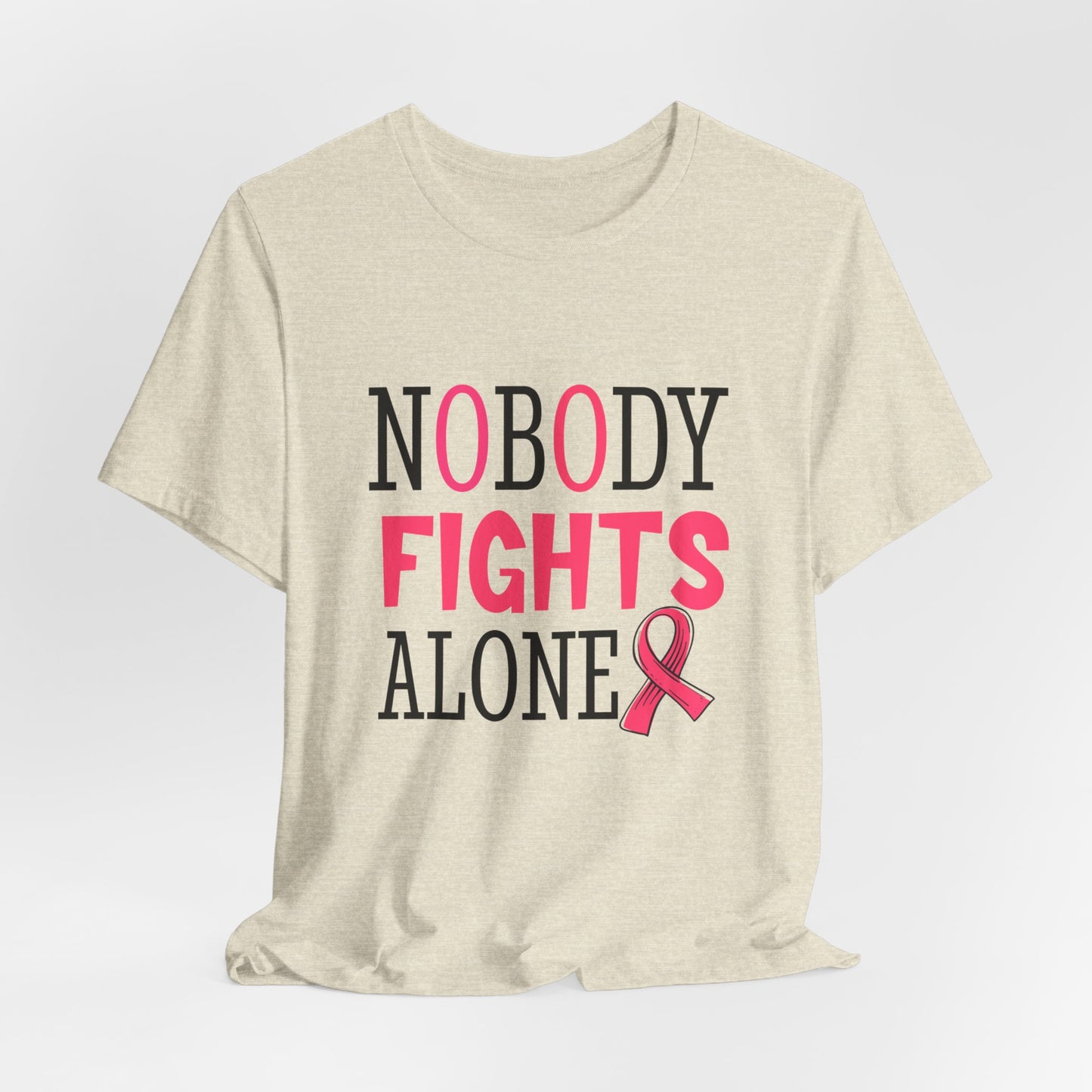 Nobody Fights Alone Women's Breast Cancer Awareness Short Sleeve Tee