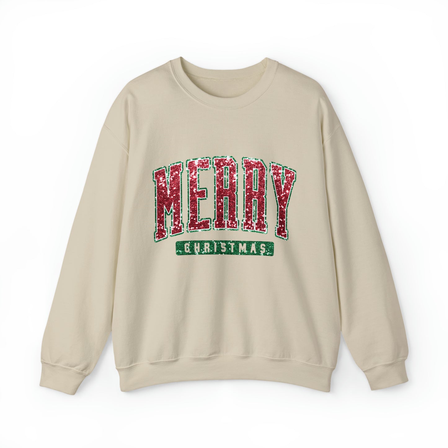 Merry Christmas Red Sparkle Women's Christmas Crewneck Sweatshirt