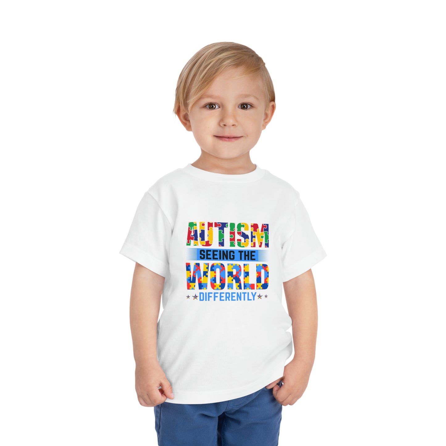 Autism Seeing The World Differently  Autism Acceptance Awareness Advocate Toddler Short Sleeve Tee